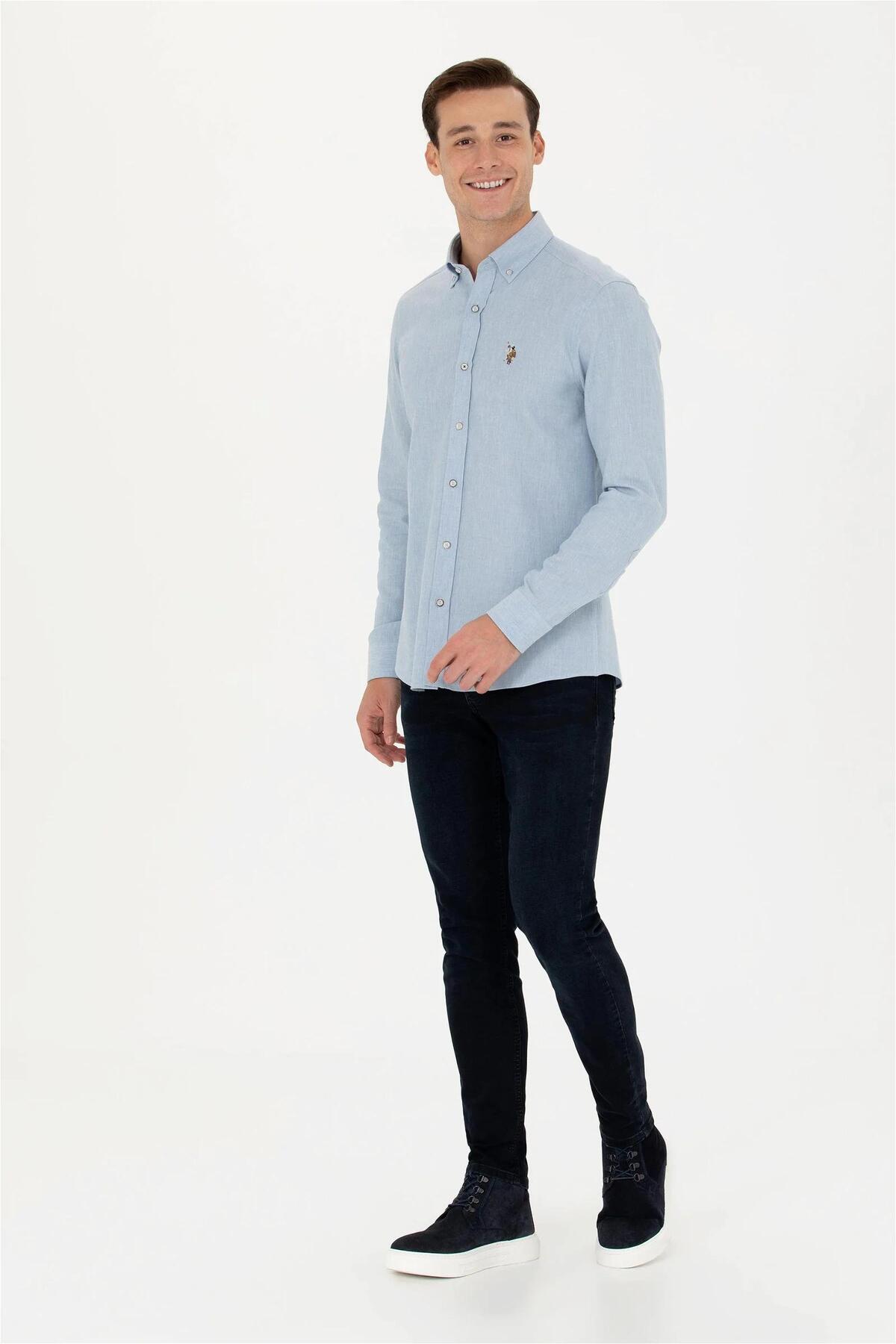 پیراهن مردانه آبی یو اس پولو | 1672287.VR014 ELİFSU BUTİKHOME اورجینال - تصویر 5