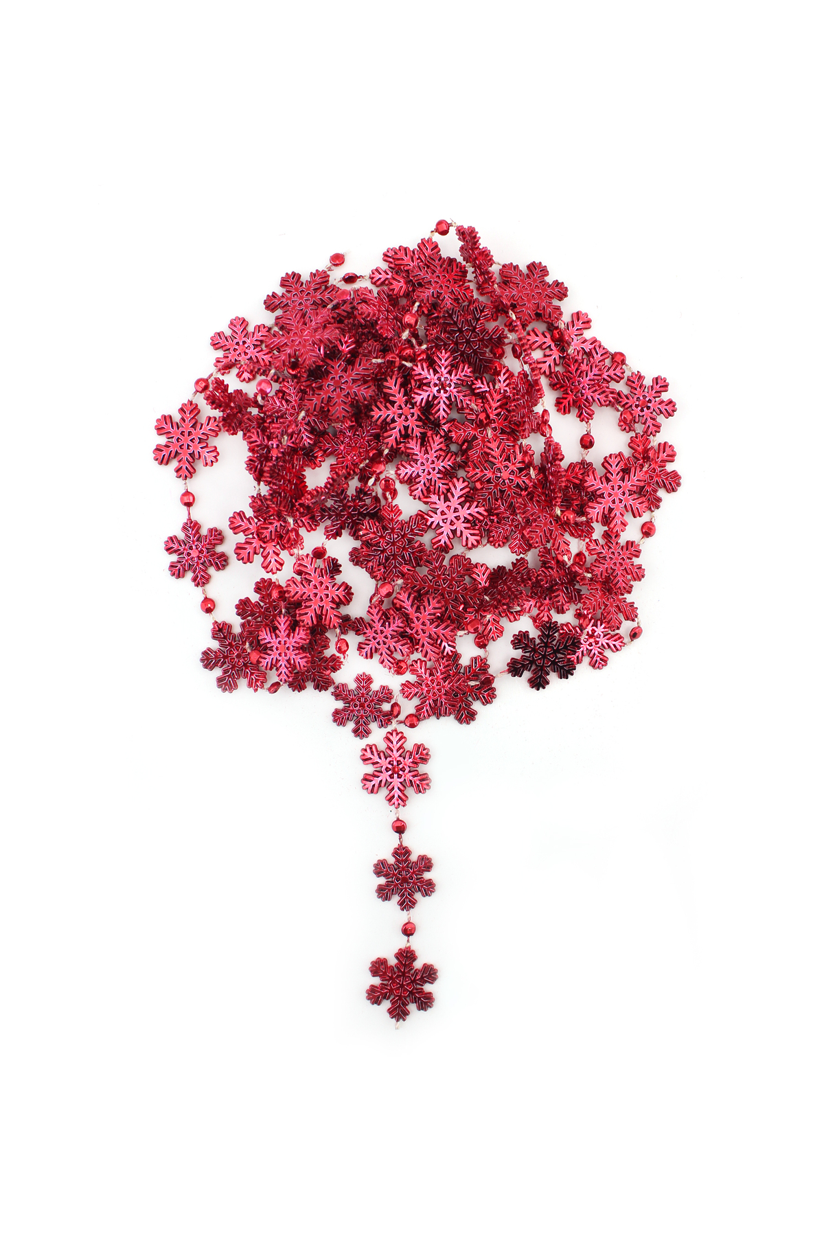 Lora Wedding Ghirlandă De Brad De Crăciun De 2,7 M Lungime, Roșu Strălucitor, Cu Fulgi De Zăpadă - One Size