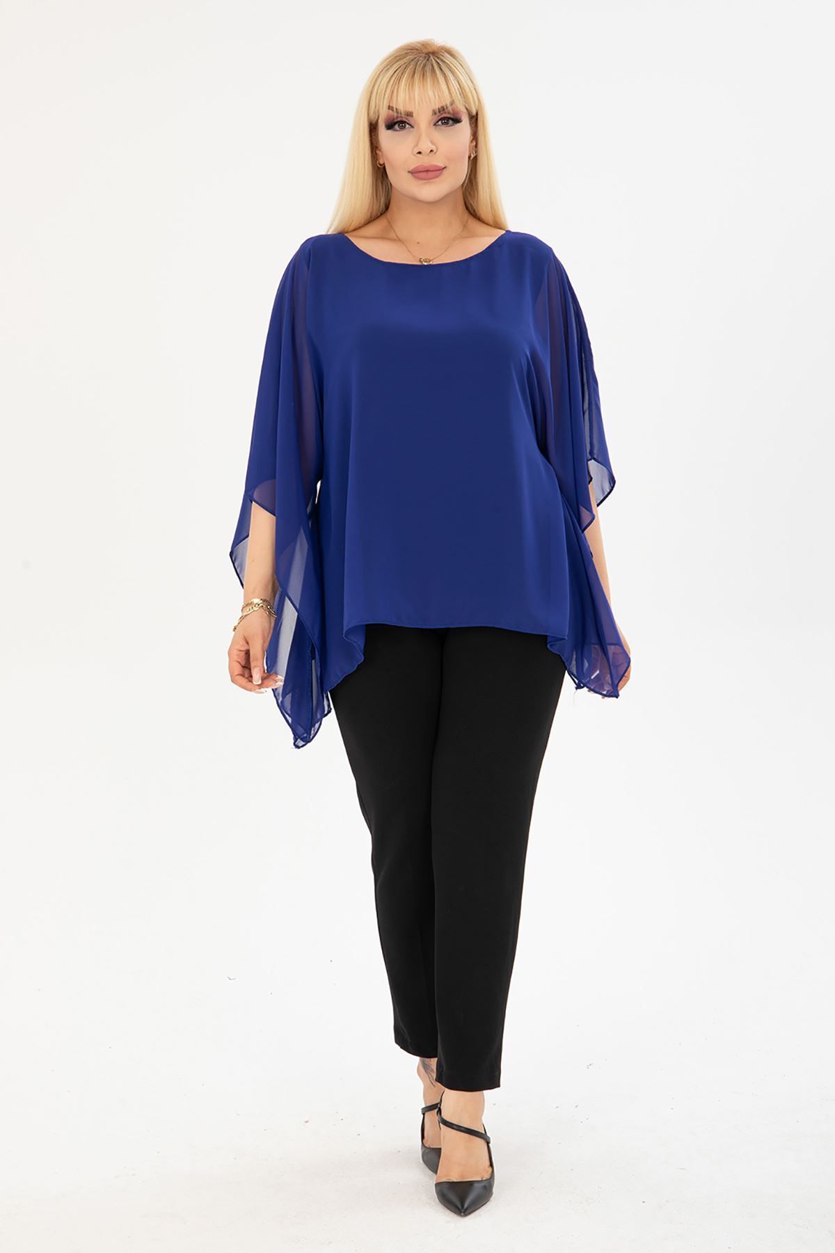 Navy blue discount chiffon top