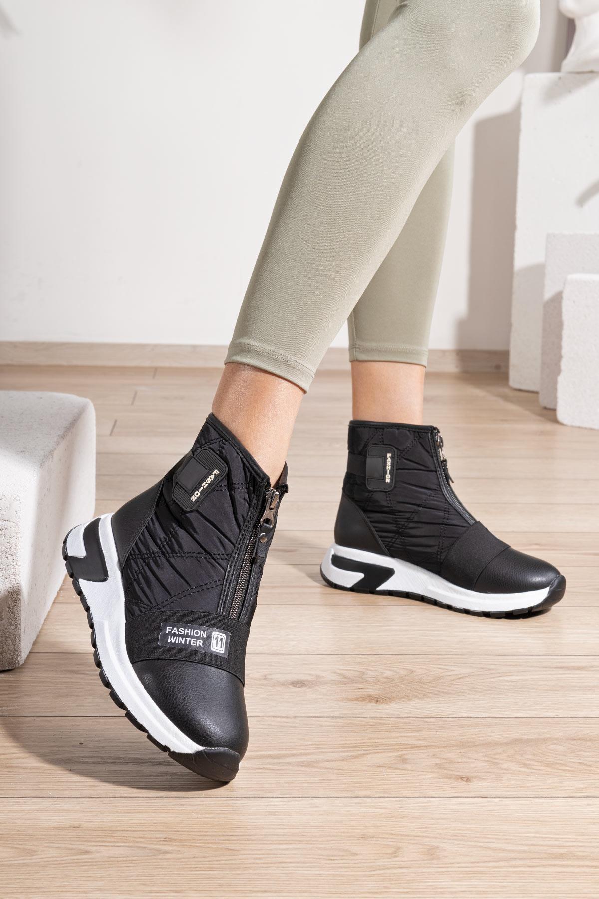 Jade Women's Parachute Fabric Thick Soled Black Boots