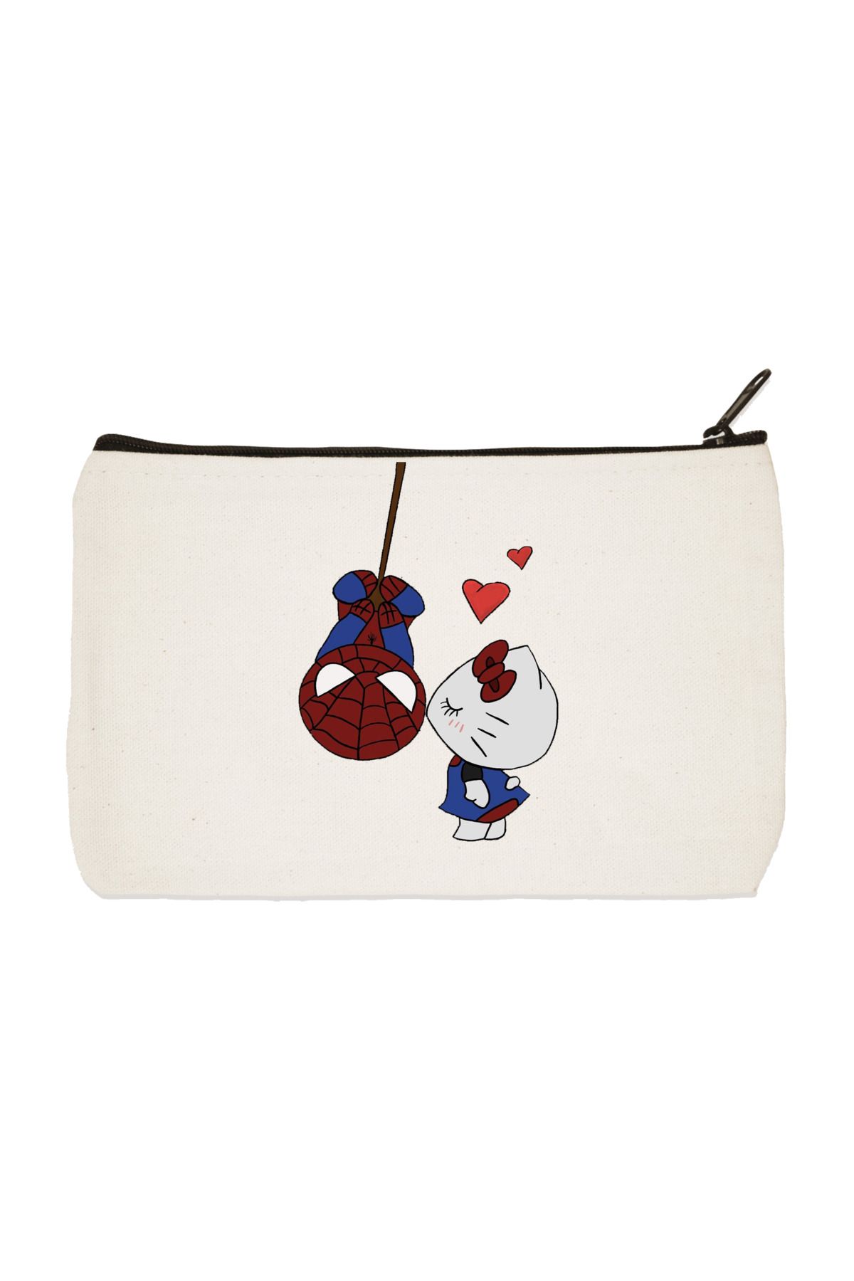 designedfy Spiderman - Geantă De Machiaj Din Pânză Imprimată Hello Kitty 2, Suport Pentru Stilouri, Geantă De Mână - One Size