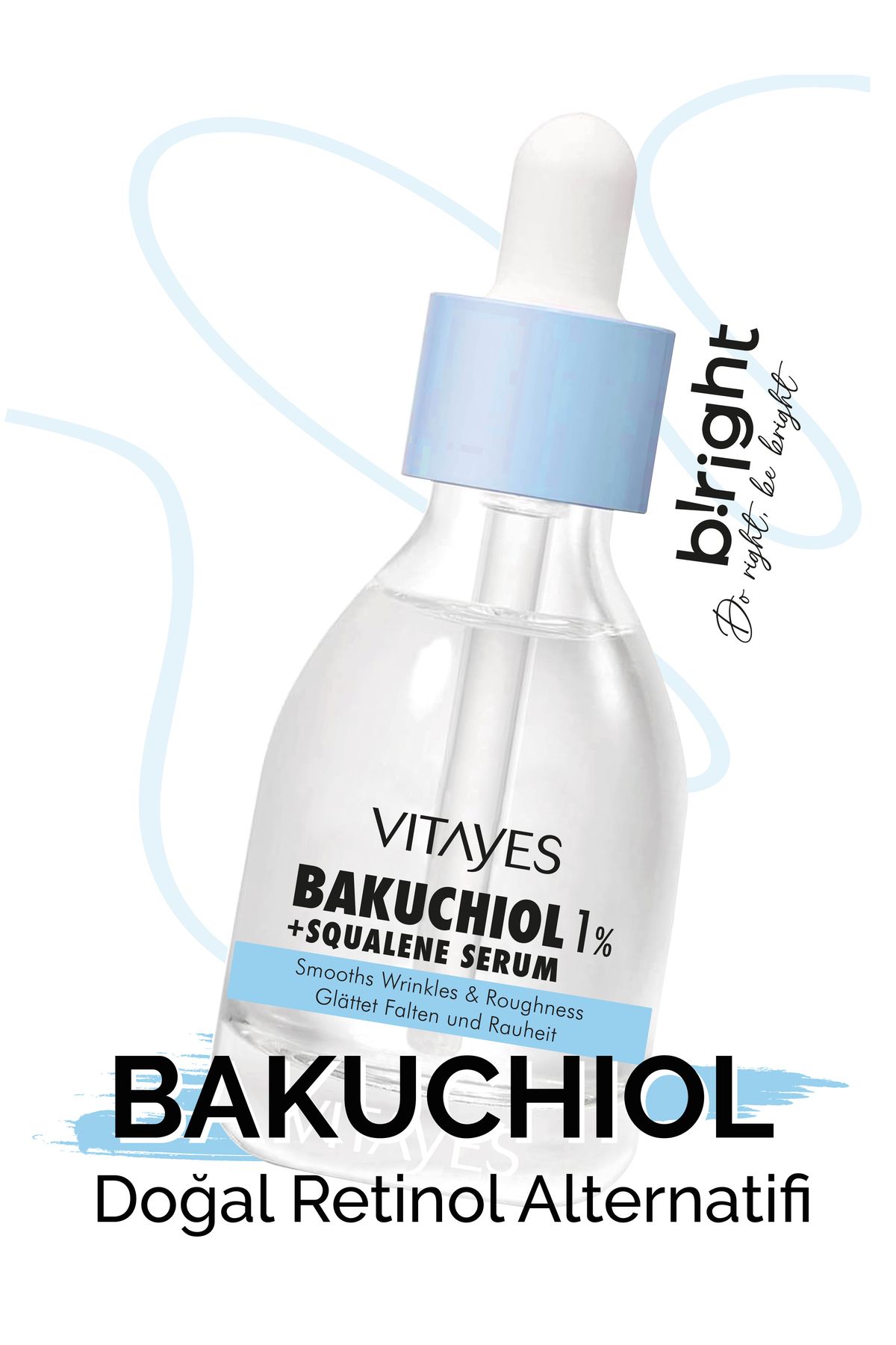 VITAYES Retinol Alternatifi Bakuchiol %1 Squalene Yapıcı Onarıcı Hücre Yenileyici Bio Retinol Cilt Serumu
