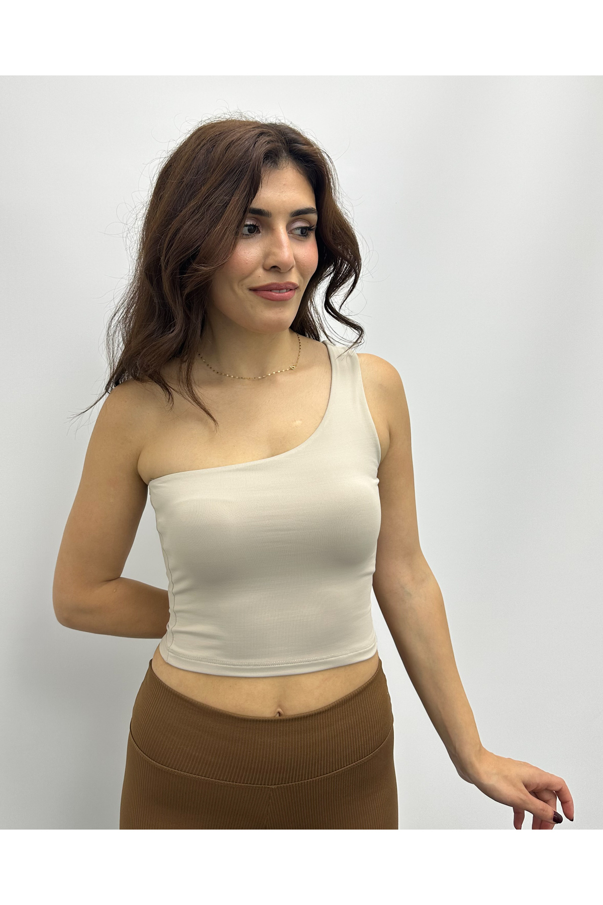 Vizon Modal Tek Omuzlu Crop
