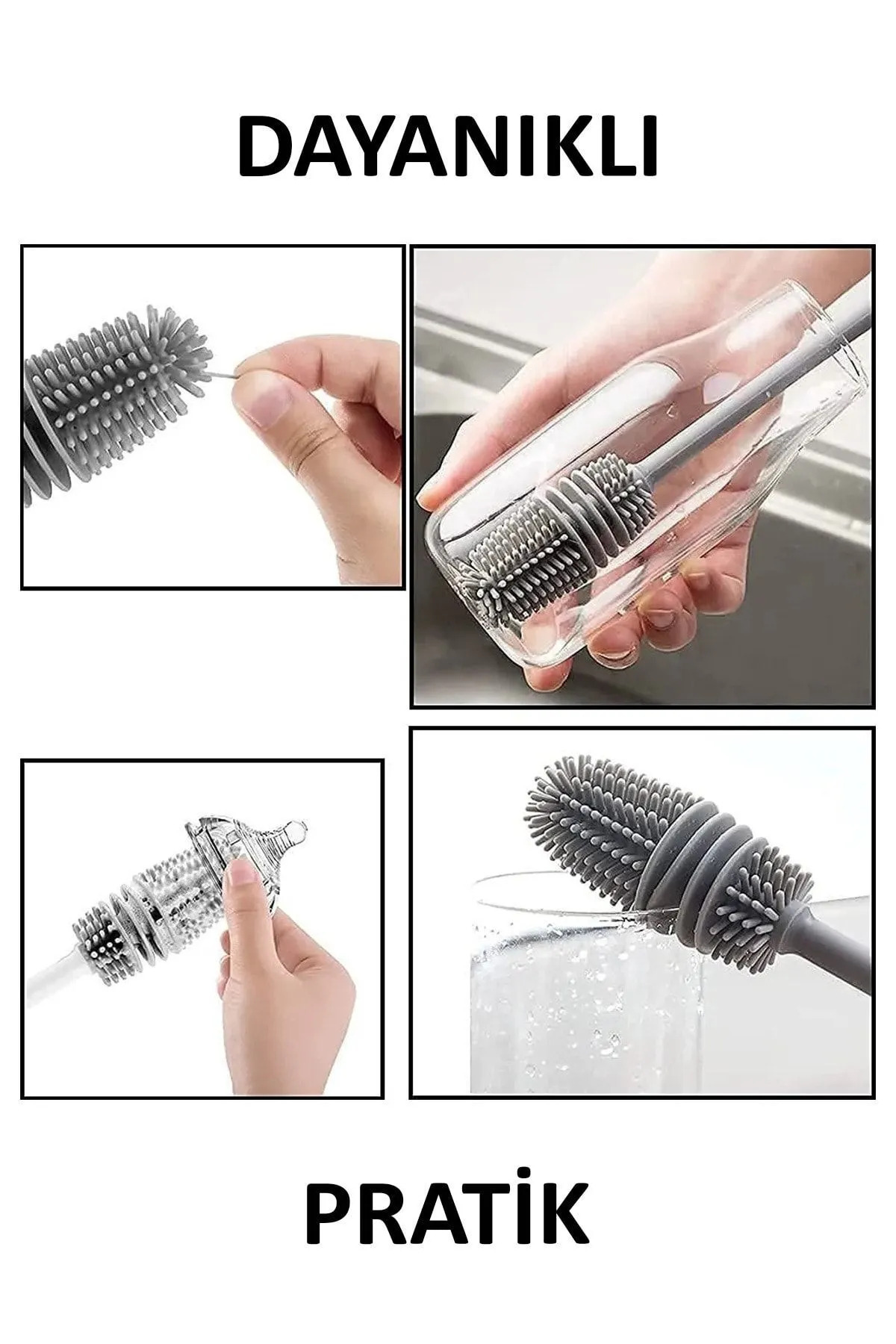 Mamma Silikon Biberon, Şişe, Kavanoz, Suluk, Termos, Sürahi Temizleme Fırçası fotoğrafı 7 (önizleme)