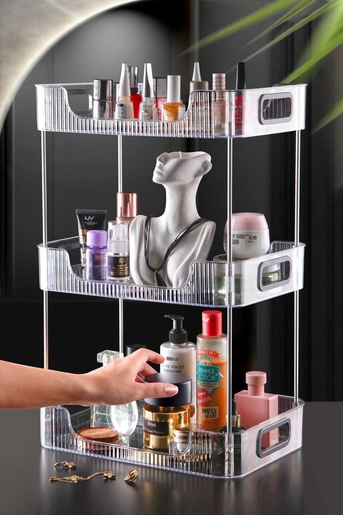 L VA Bathroom Cosmetic Jewelry Organizer Multi Purpose Organizer 3 Tier Serving Presentation Tray Kitchen and Office Shelf