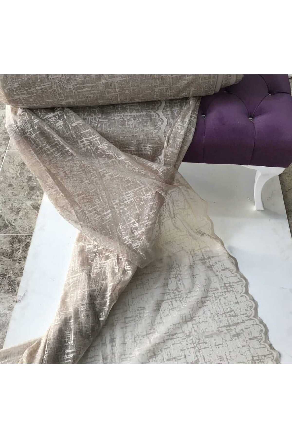 CEYLANLAR-Two Background Curtains Drawstring Mink Slub 3