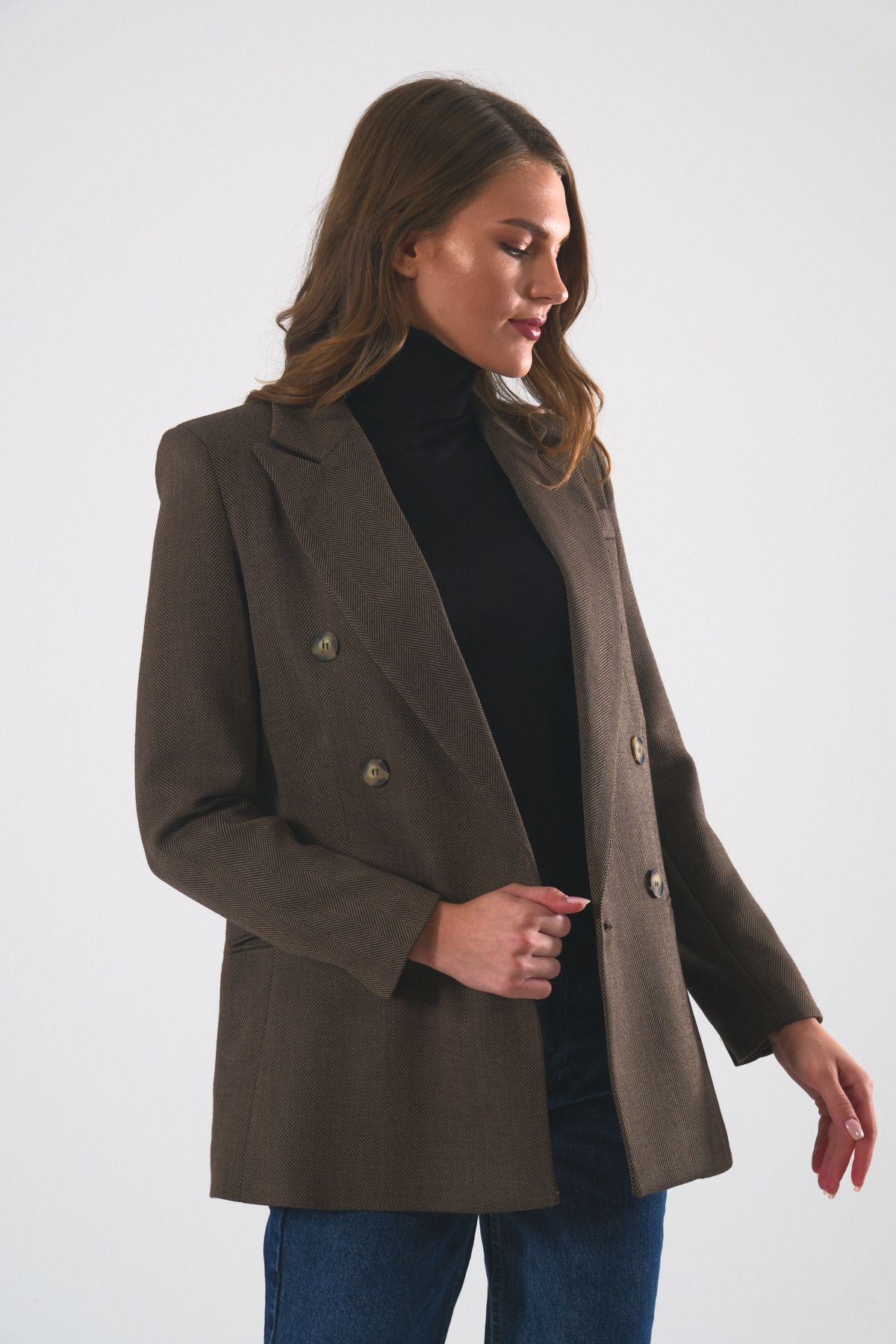 Herringbone sales peacoat women's