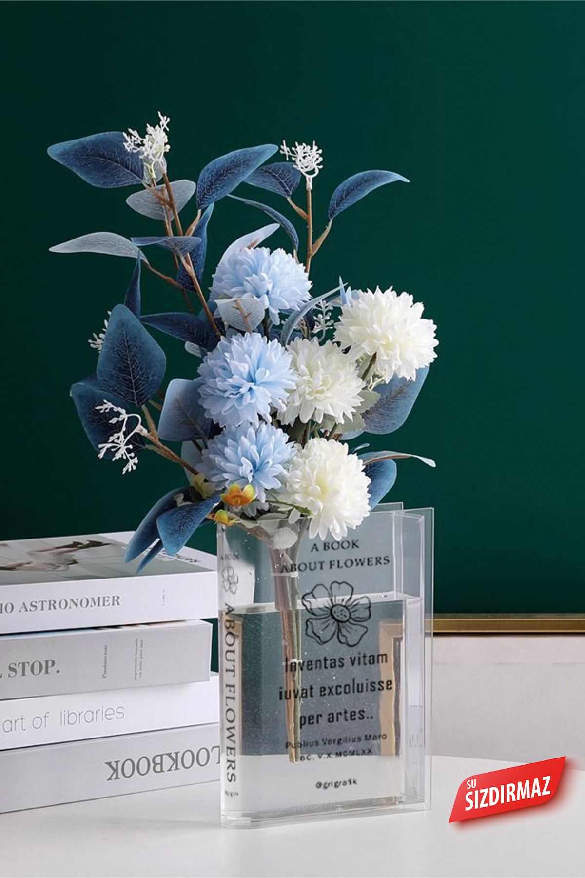 Gri Grafik Design Workshop-Daisy Pattern Printed Transparent Book Vase 7