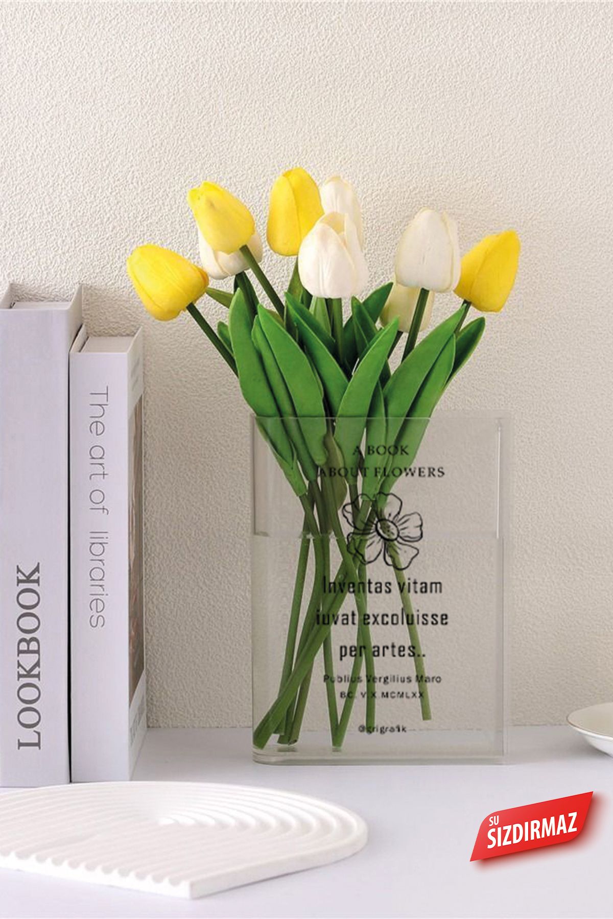 Gri Grafik Design Workshop-Daisy Pattern Printed Transparent Book Vase 4