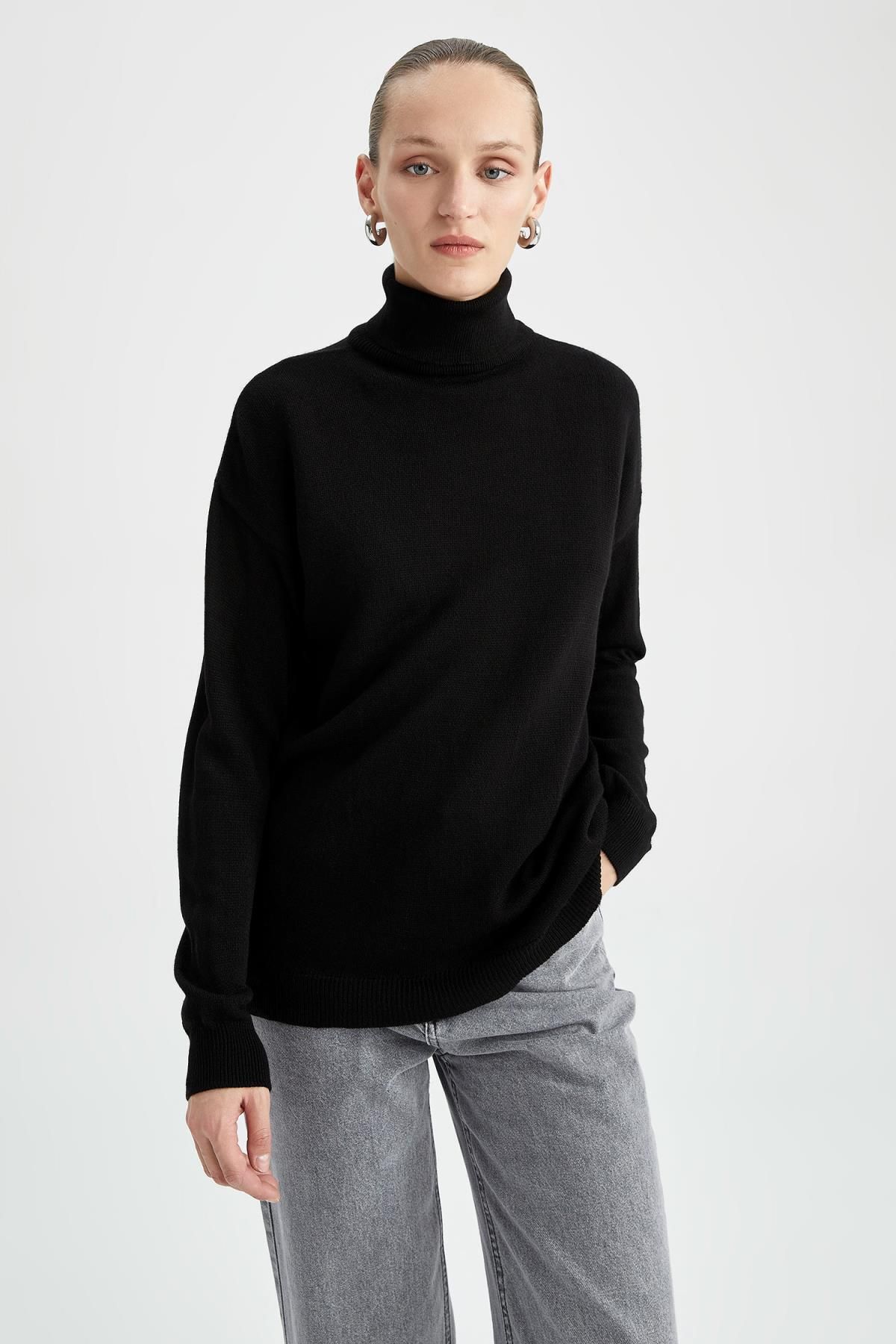 DeFacto-Regular Fit Turtleneck Basic Tunic J4131Az22Wn 3