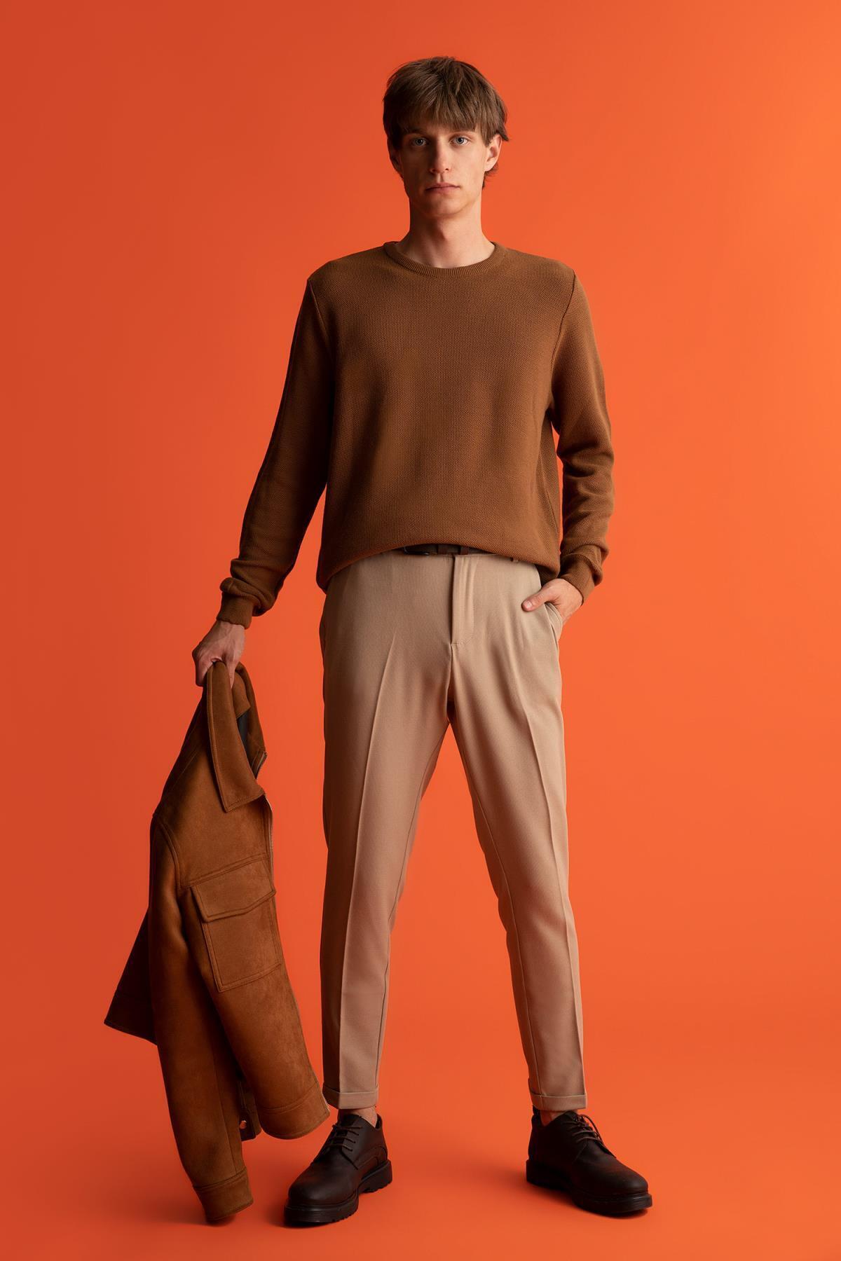 DeFacto-Slim Fit Crew Neck Knitwear Sweater 2