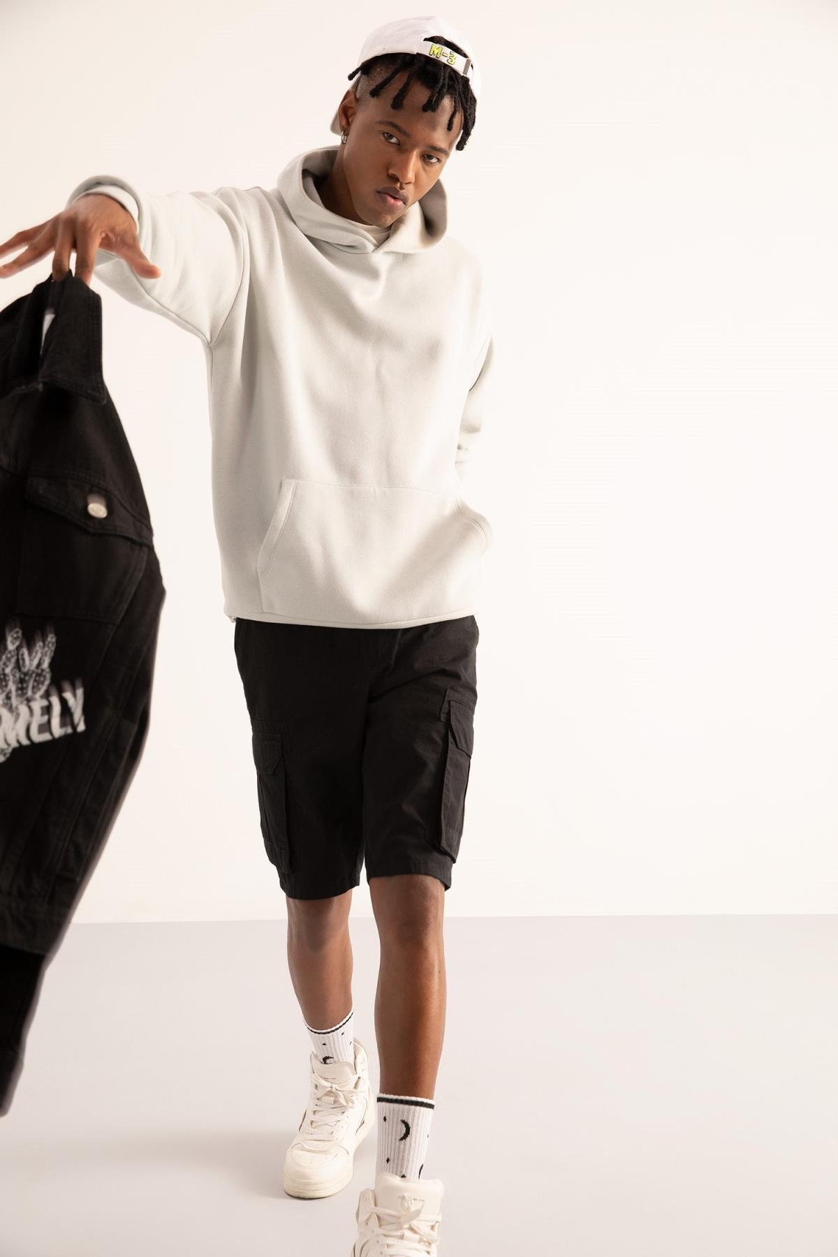 سویشرت مردانه خاکستری دفاکتو | Y1237AZ22AU اورجینال - تصویر 4