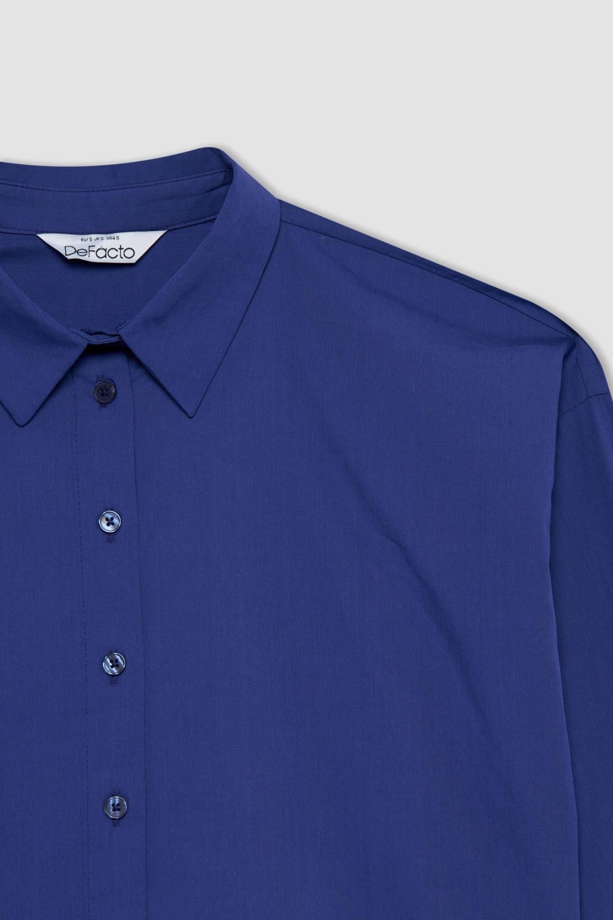 DeFacto-100 % Baumwolle, Oversize-Popeline mit weitem Schnitt, Basic-Tunika mit langen Ärmeln, T5494az22au 7