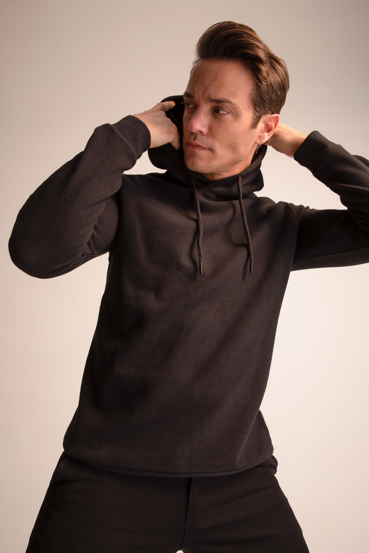 سویشرت مردانه مشکی دفاکتو | S9052AZ22WN اورجینال - تصویر 4