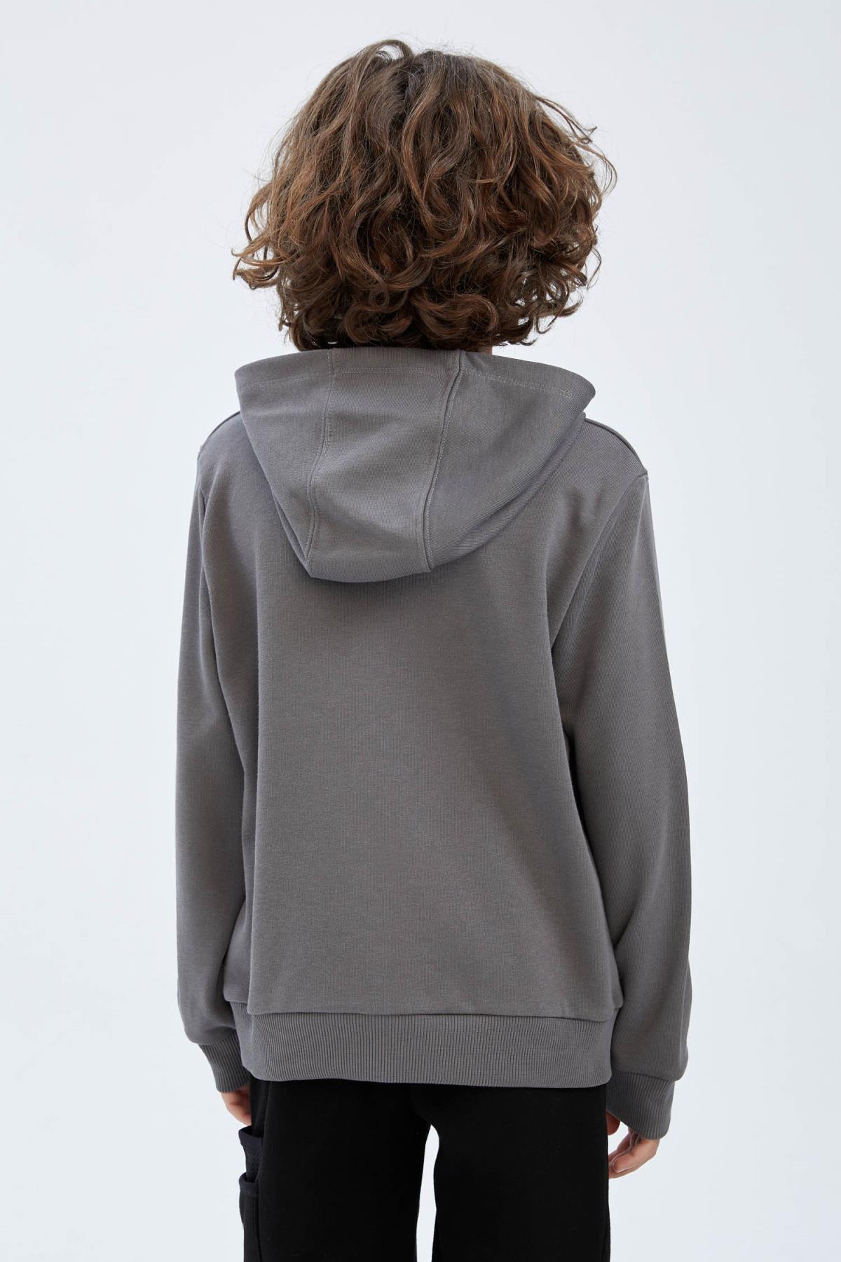 سویشرت پسرانه خاکستری Defacto | Y5970A622AU اورجینال - تصویر 4