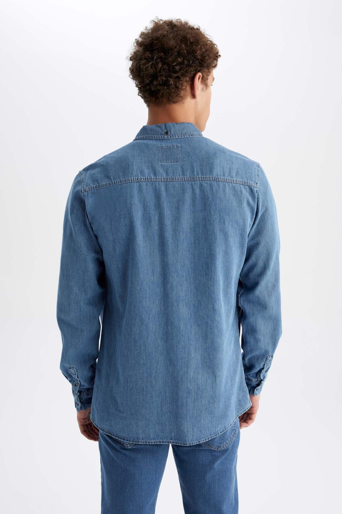 پیراهن مردانه آبی Defacto | Y8412AZ22AU اورجینال - تصویر 8