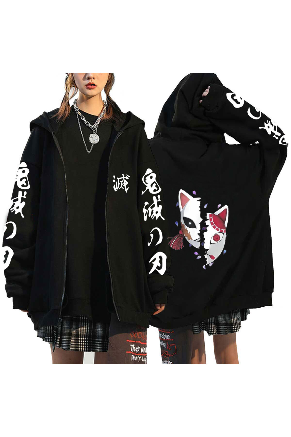 GALASHOP Unisex Demon Slayer Yariba Fermuarlı Hoodie Model91