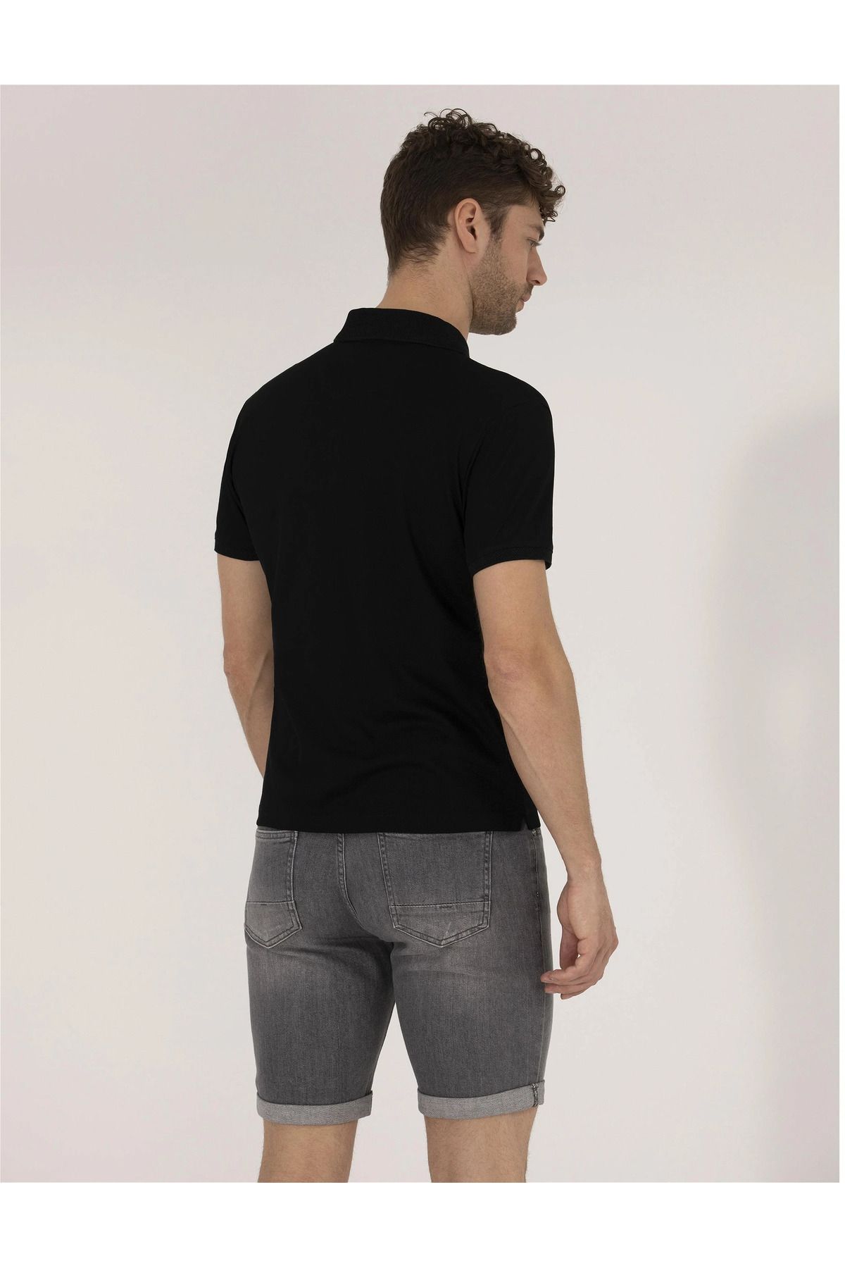 تی شرت یقه پولو مشکی مردانه سیاه باریک مرسریز G021SZ011.000.1567290.VR054 Pierre Cardin