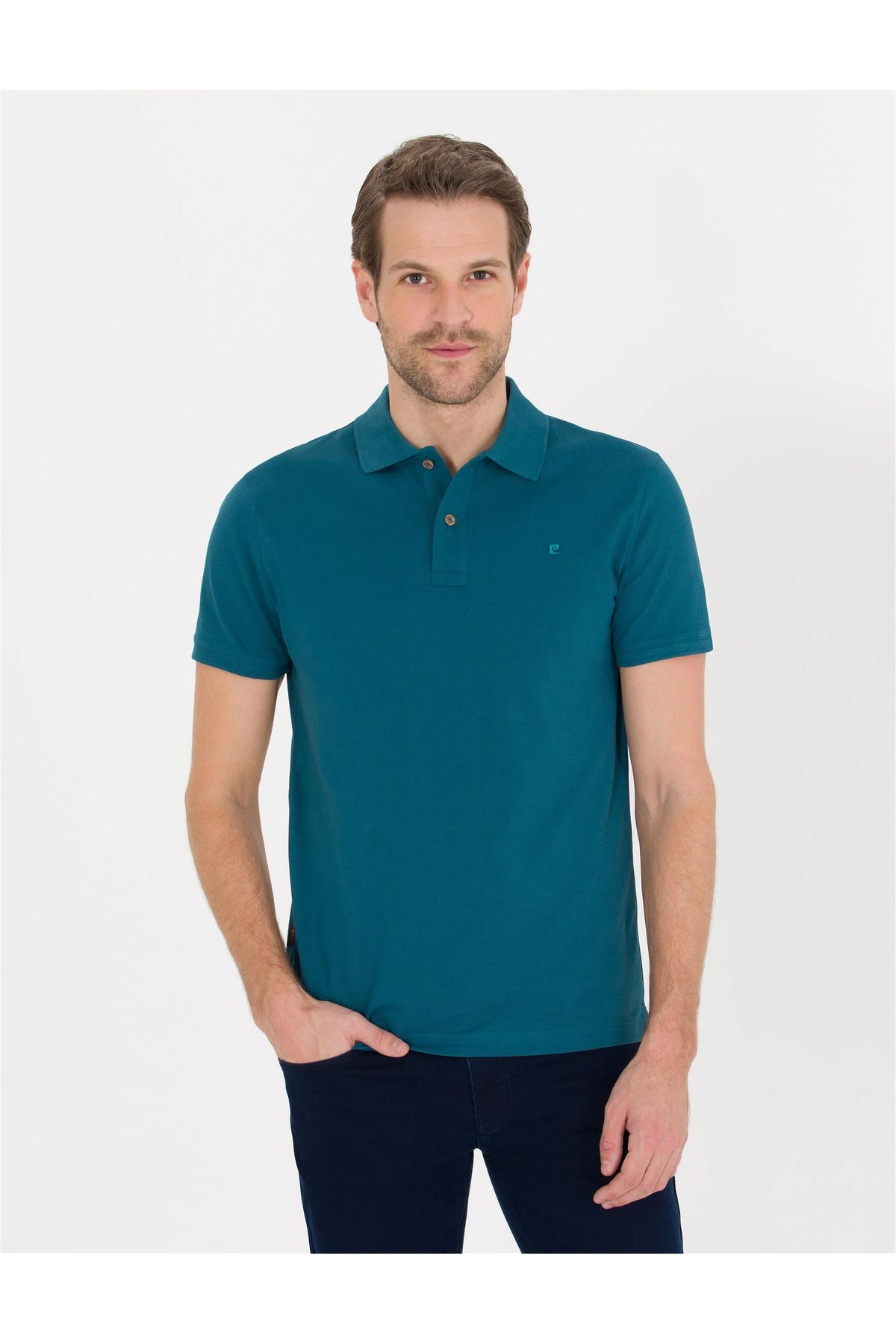 تی شرت یقه پولو سبز مردانه باریک مرسریز G021SZ011.000.1567290.VR054 Pierre Cardin
