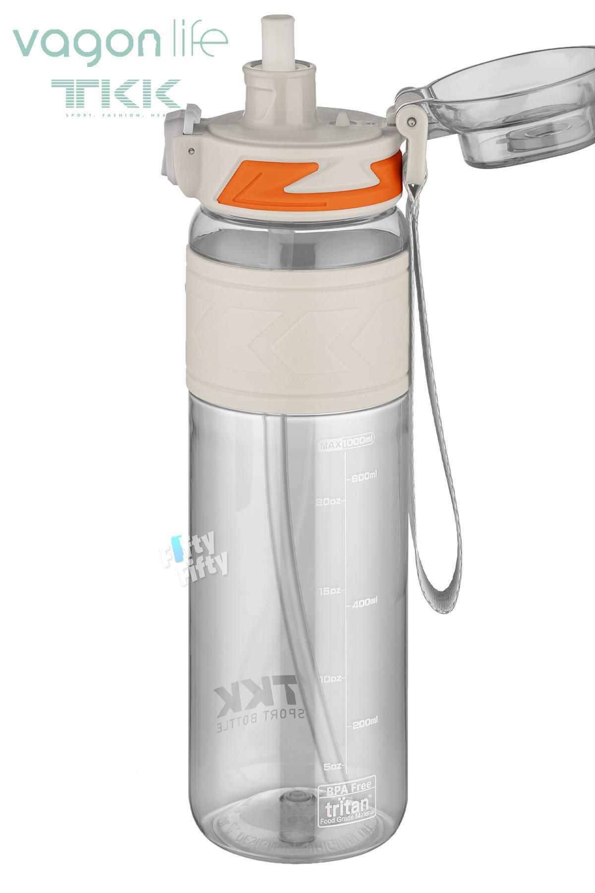 Vagonlife-TKK 1000 ML Dual Use Tritan Water Bottle with Straw/Comfortable Drinking Bpa Free with Carrying Strap FFTKK102 2