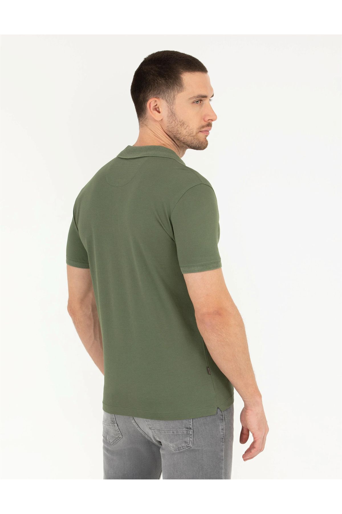 تی شرت یقه پولو سبز مردانه باریک مرسریز G021SZ011.000.1567290.VR054 Pierre Cardin