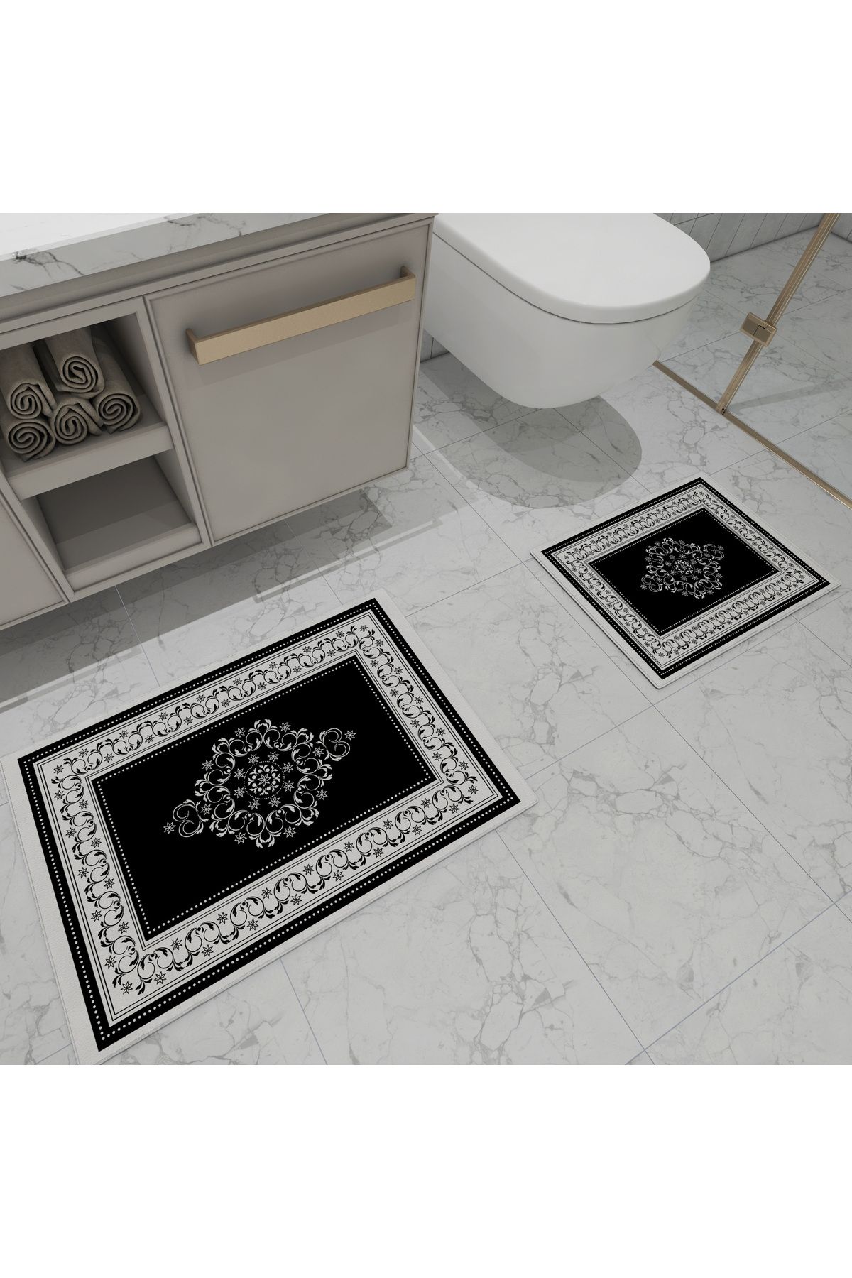 menesahome Set Covorașe De Baie Cu Imprimare 3d Menesa Home 2 Piese (90x60 / 60x40) - One Size