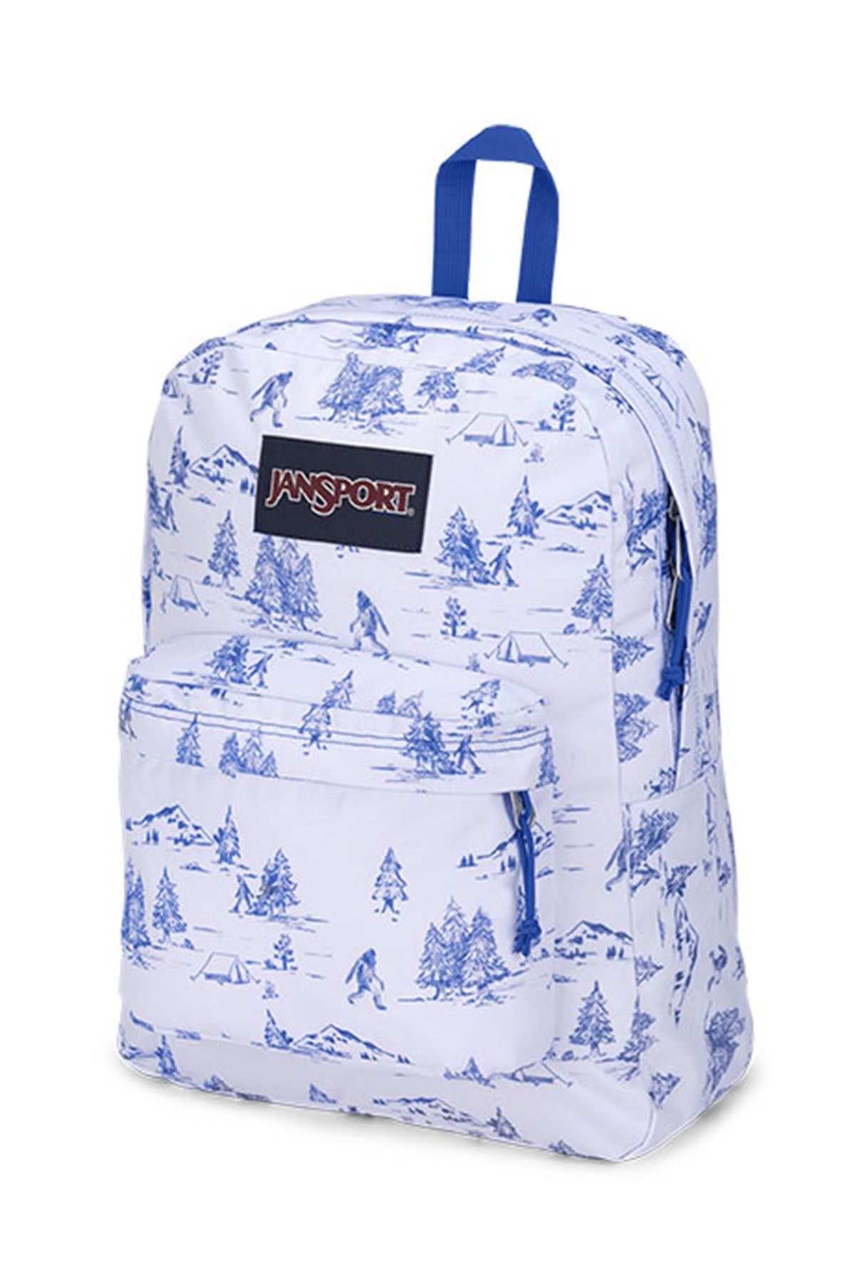 White and blue jansport backpack on sale