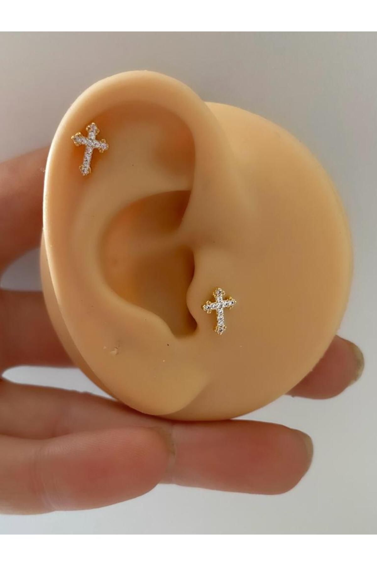 Cerrahi Çelik arkası düz önden takmal Conch Helix kıkırdak Lobe Uyumlu Piercing Küpe