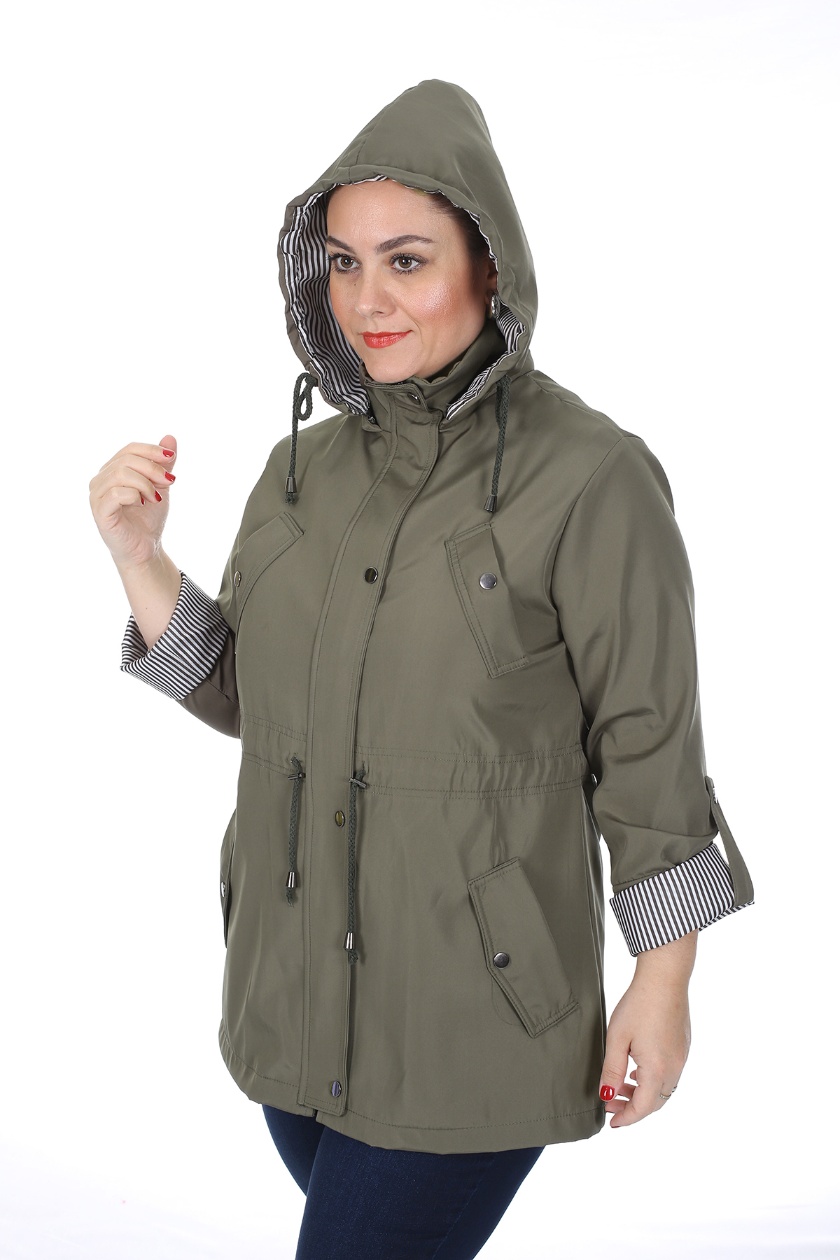 Brendon  Kadın Büyük Beden Mevsimlik Trençkot 595 - Görsel 7