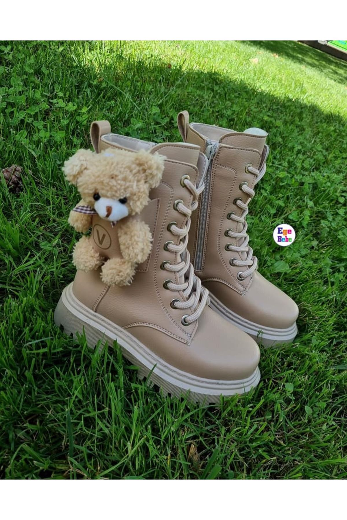 Ege Kids GIRLS CREAM ORTHOPEDIC WOOLEN INSIDE WITH teddy bear
