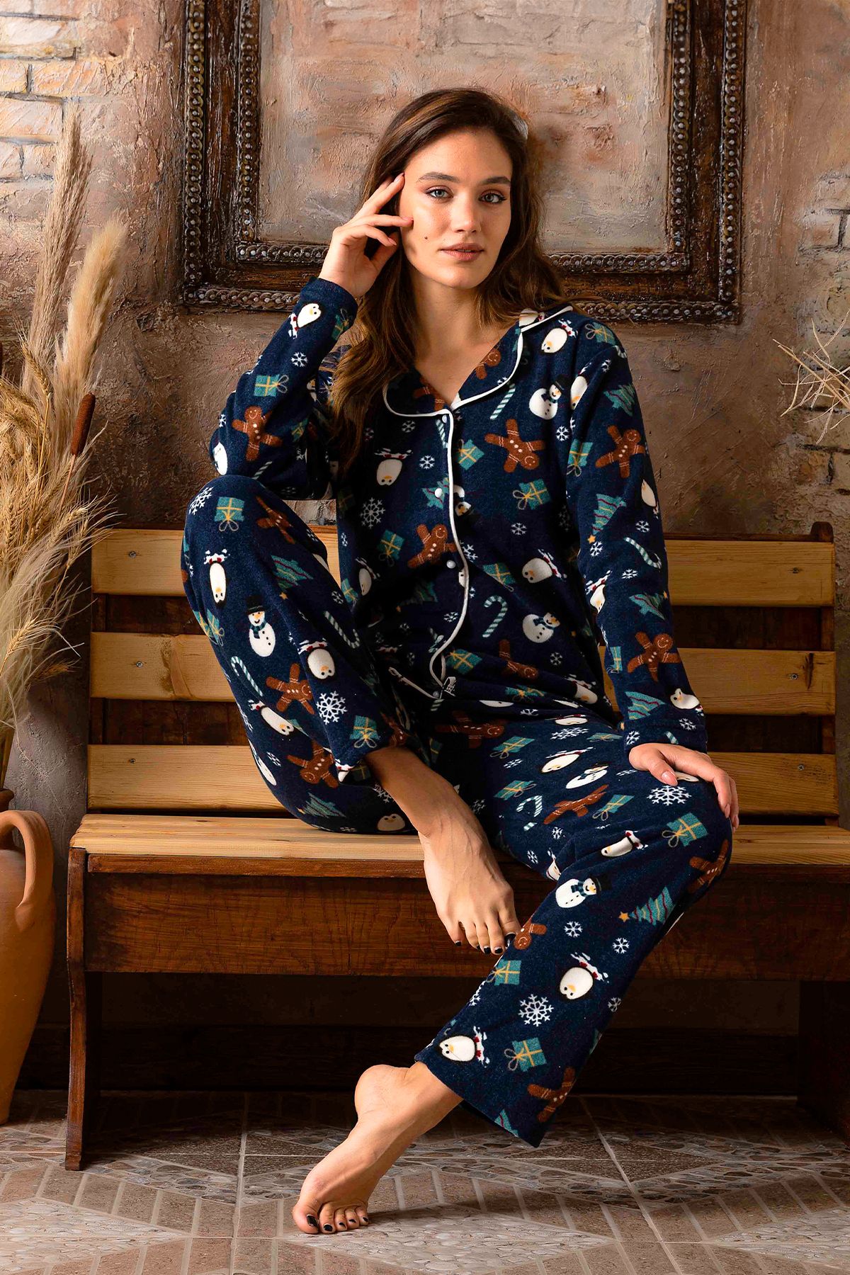 Nisanca Plush Fleece Pajama Set - Winter Plus Size Women's Pajamas -  Trendyol