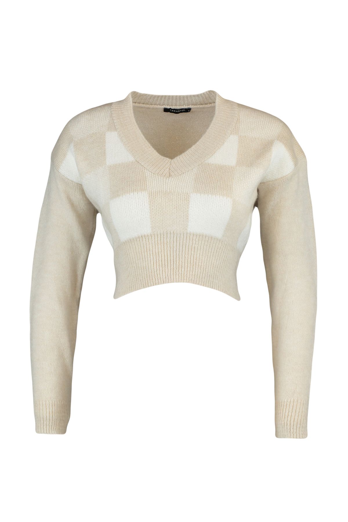 Trendyol Collection-Weicher, strukturierter, gemusterter Strickpullover in Stone Crop-Optik TWOAW21KZ0174 6