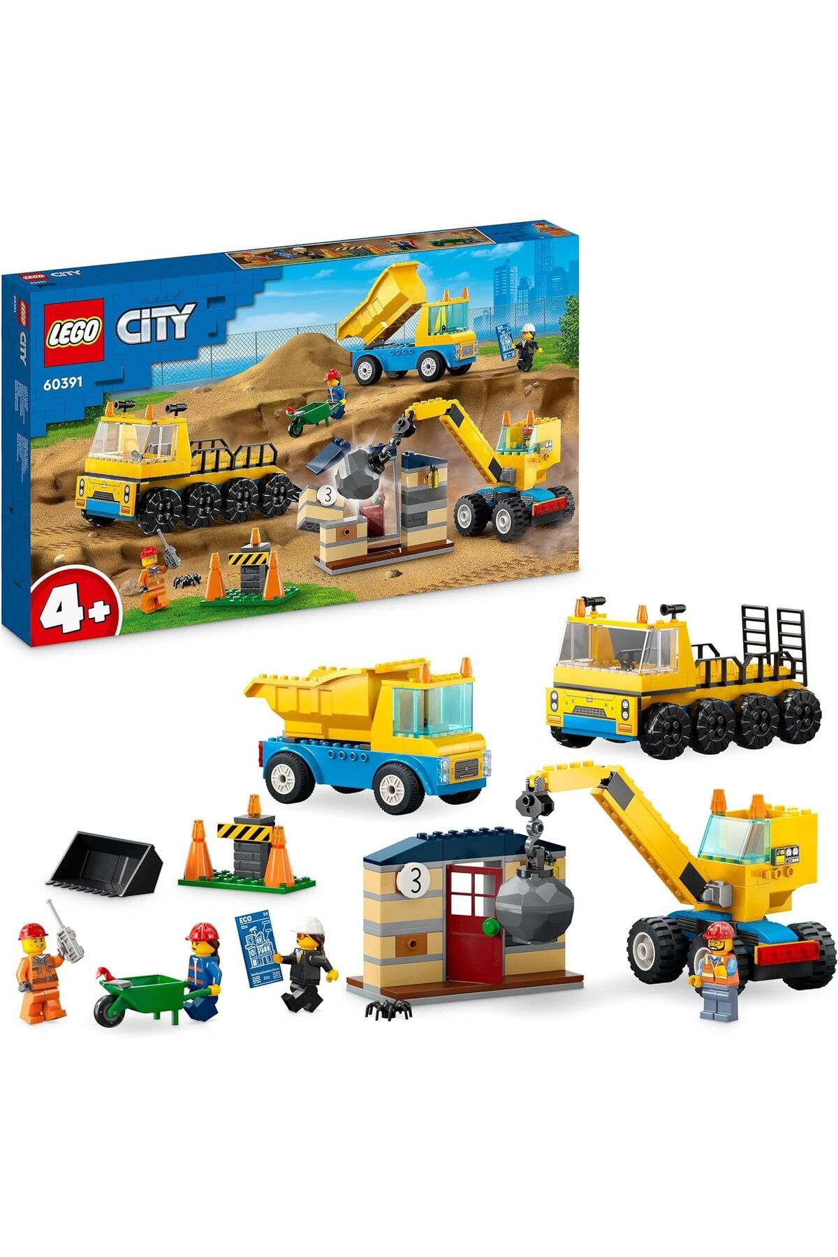 LEGO ® کامیون های ساخت و ساز شهری جرثقیل توپ خراب 60391