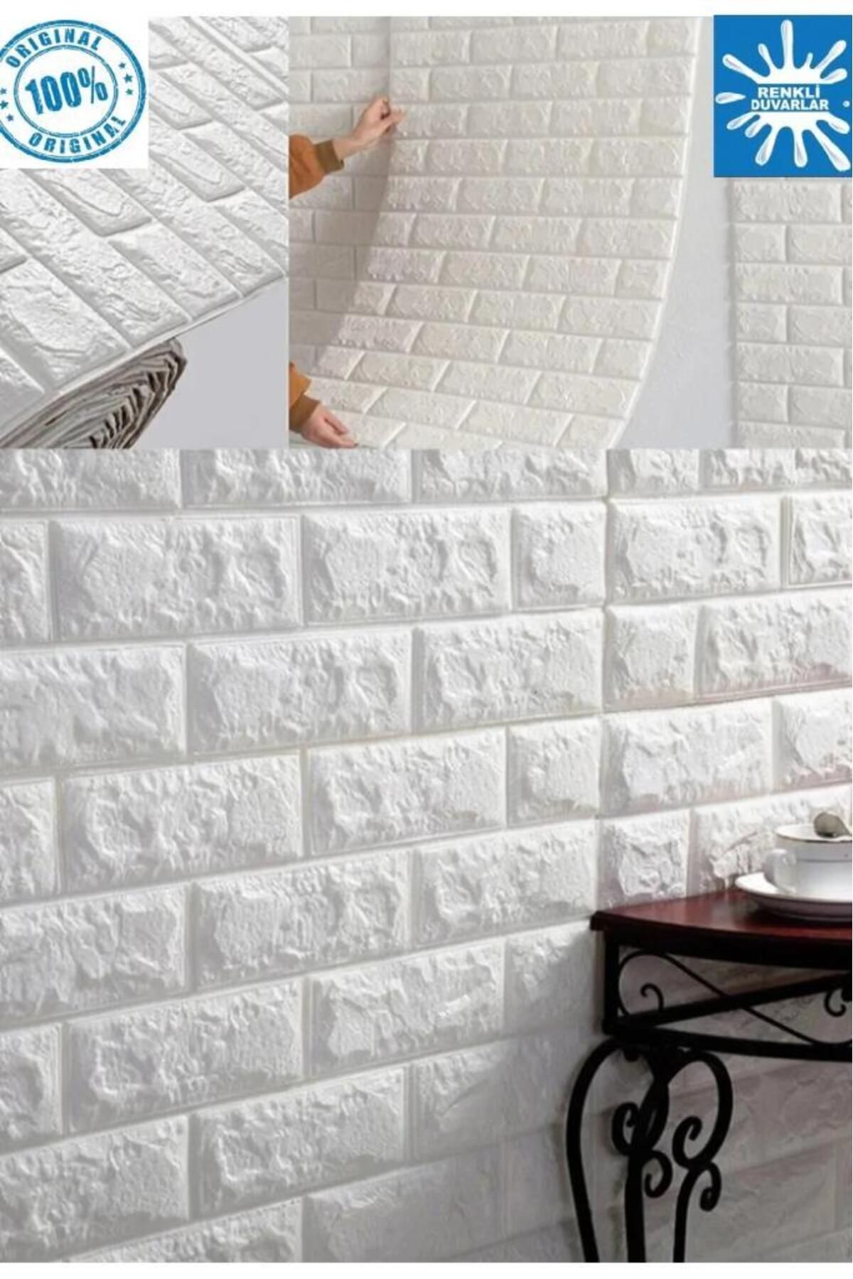 70x23cm(0,17m2) Silinebilir Beyaz Kendinden Yapışkanlı 3D Duvar Kağıdı Paneli Kağıdı
