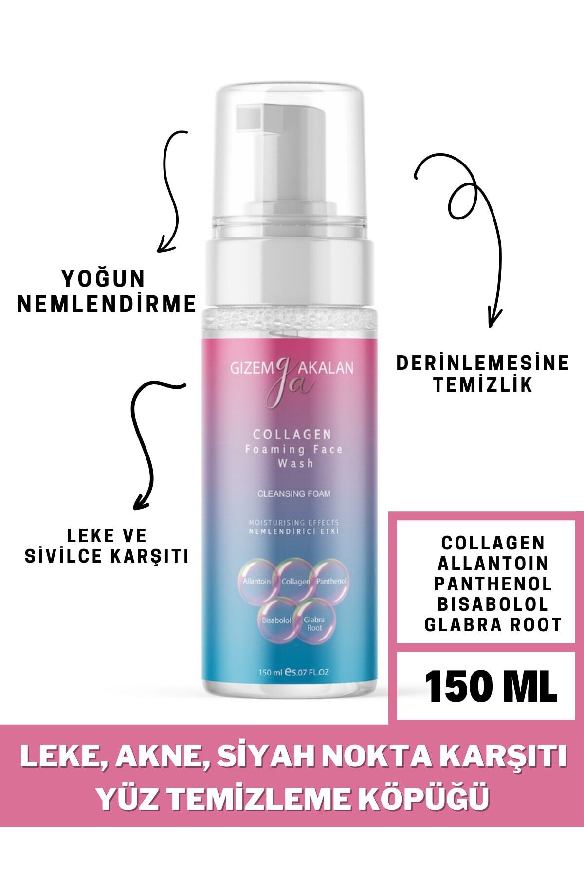 Gizem Akalan Collagen Temizleme Köpüğü 5 Etki Arındırıcı Onarıcı Nemlendirme Kolajen Aydınlatma Etkili 150 ml — GİZEMAKALANPUREBUBBLES001