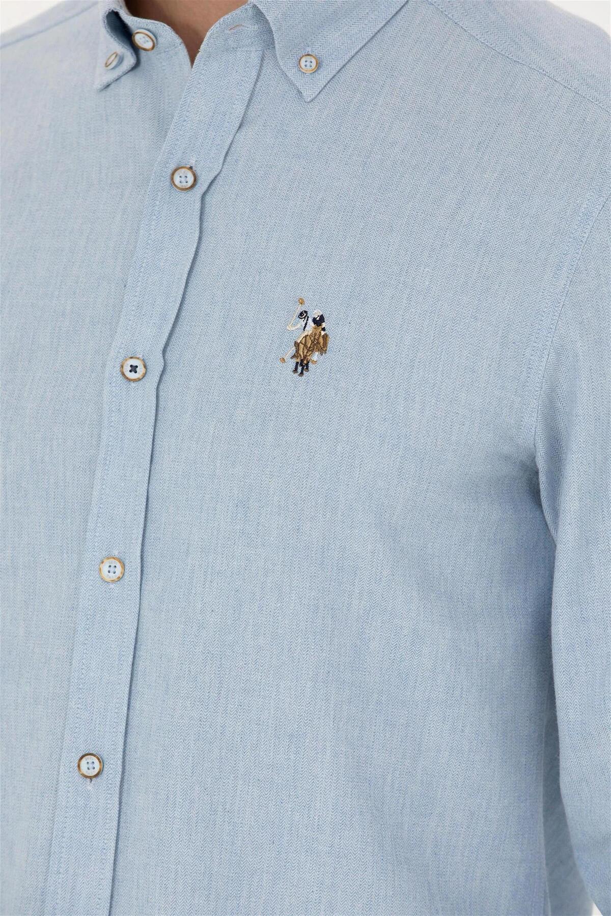 پیراهن مردانه آبی یو اس پولو | 1672287.VR014 ELİFSU BUTİKHOME اورجینال - تصویر 2