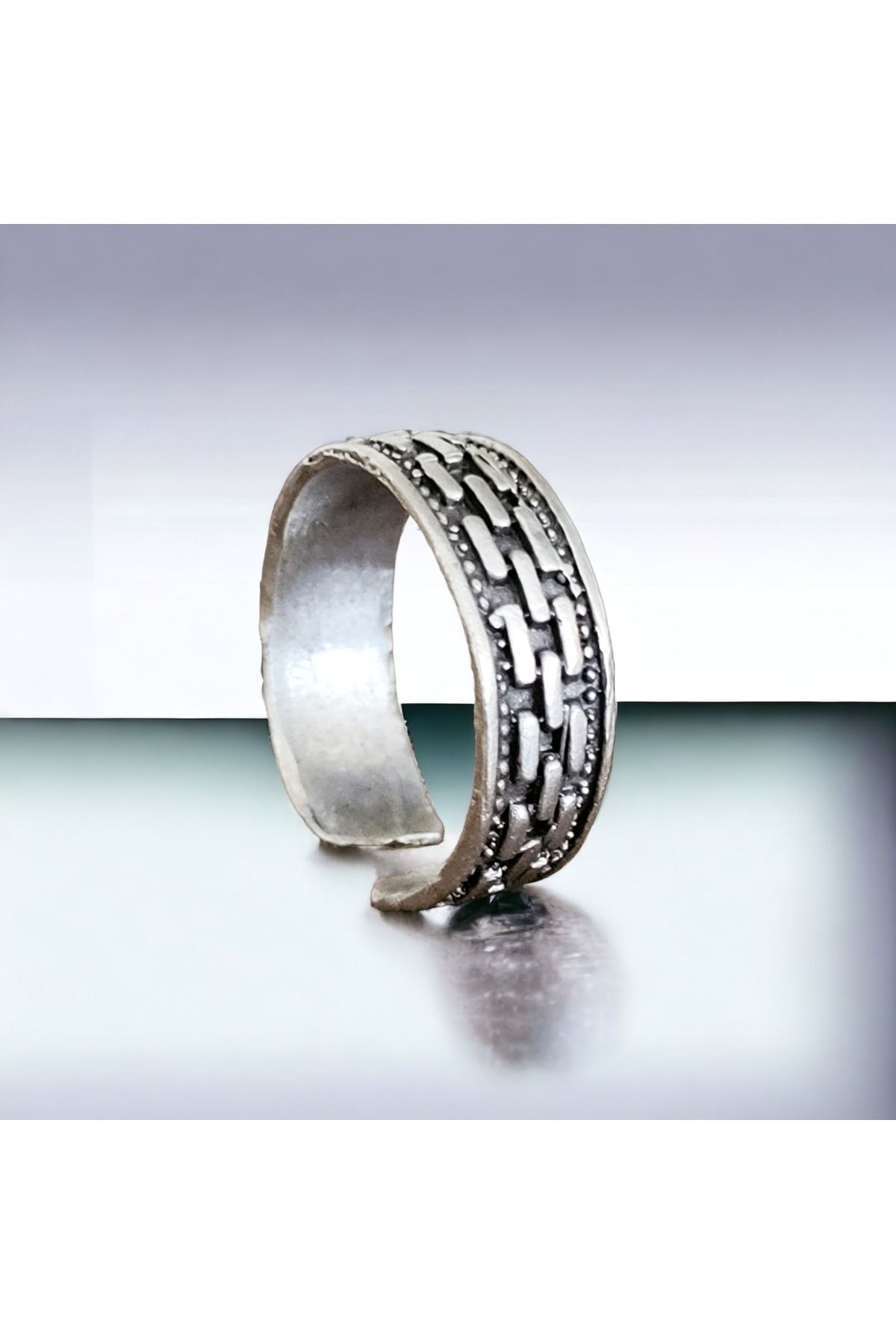 renery Silver Plated Adjustable Design Wedding Band Ring Trendyol