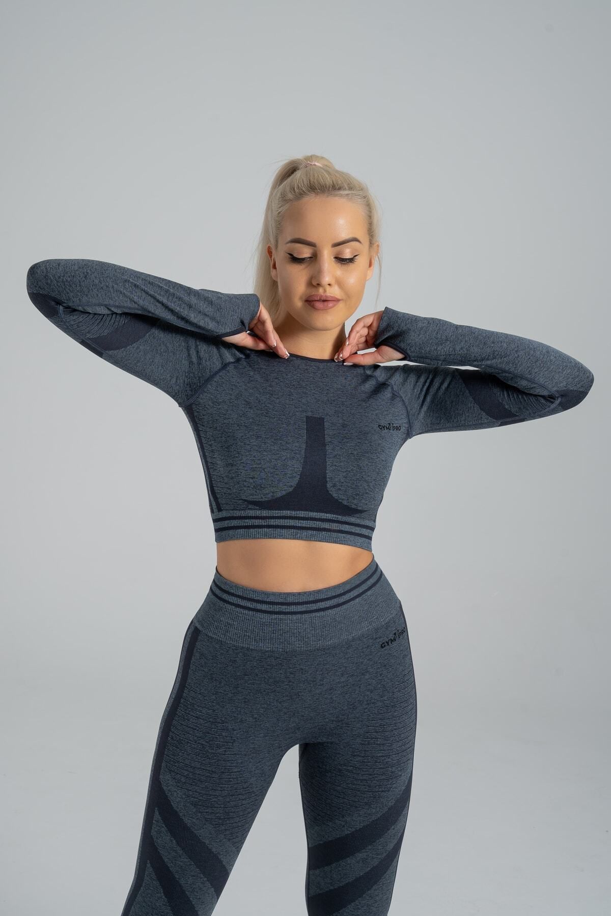 GYMXPRO-Sportsman Fitness hosszú ujjú varrat nélküli Crop felső 1