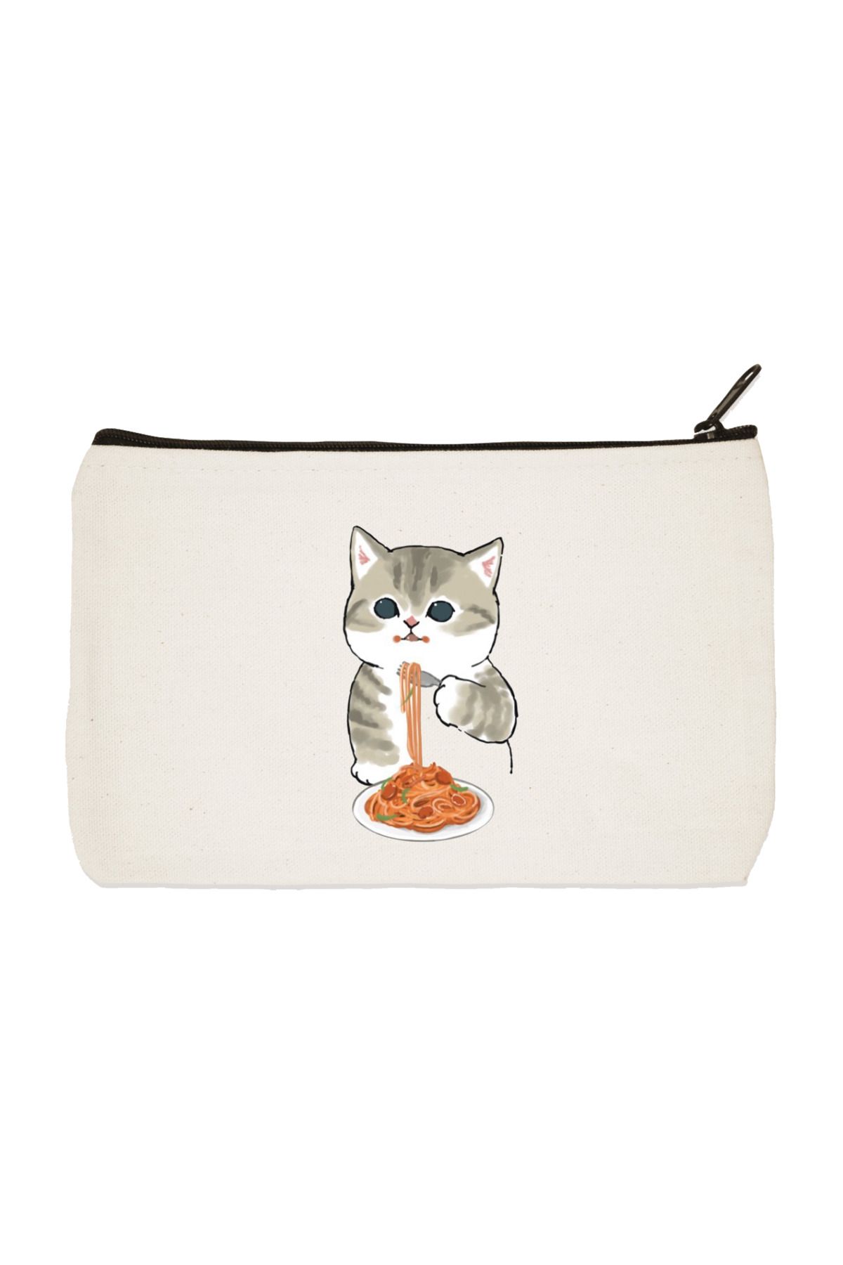 designedfy Pasta Maker Cat Printed Cloth Makeup Bag Pen Holder