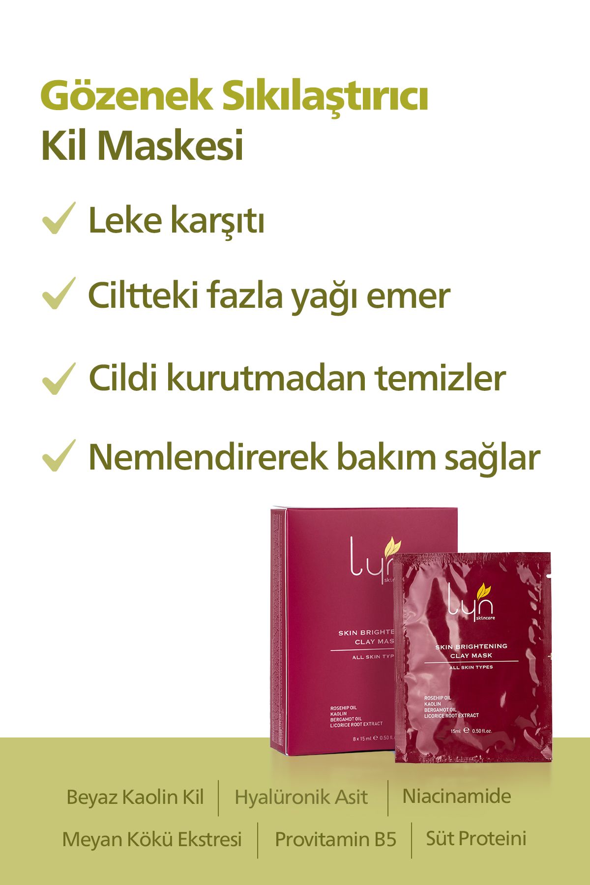 ماسک خاک رس روشن کننده پوست 8x15ml Lyn Skincare