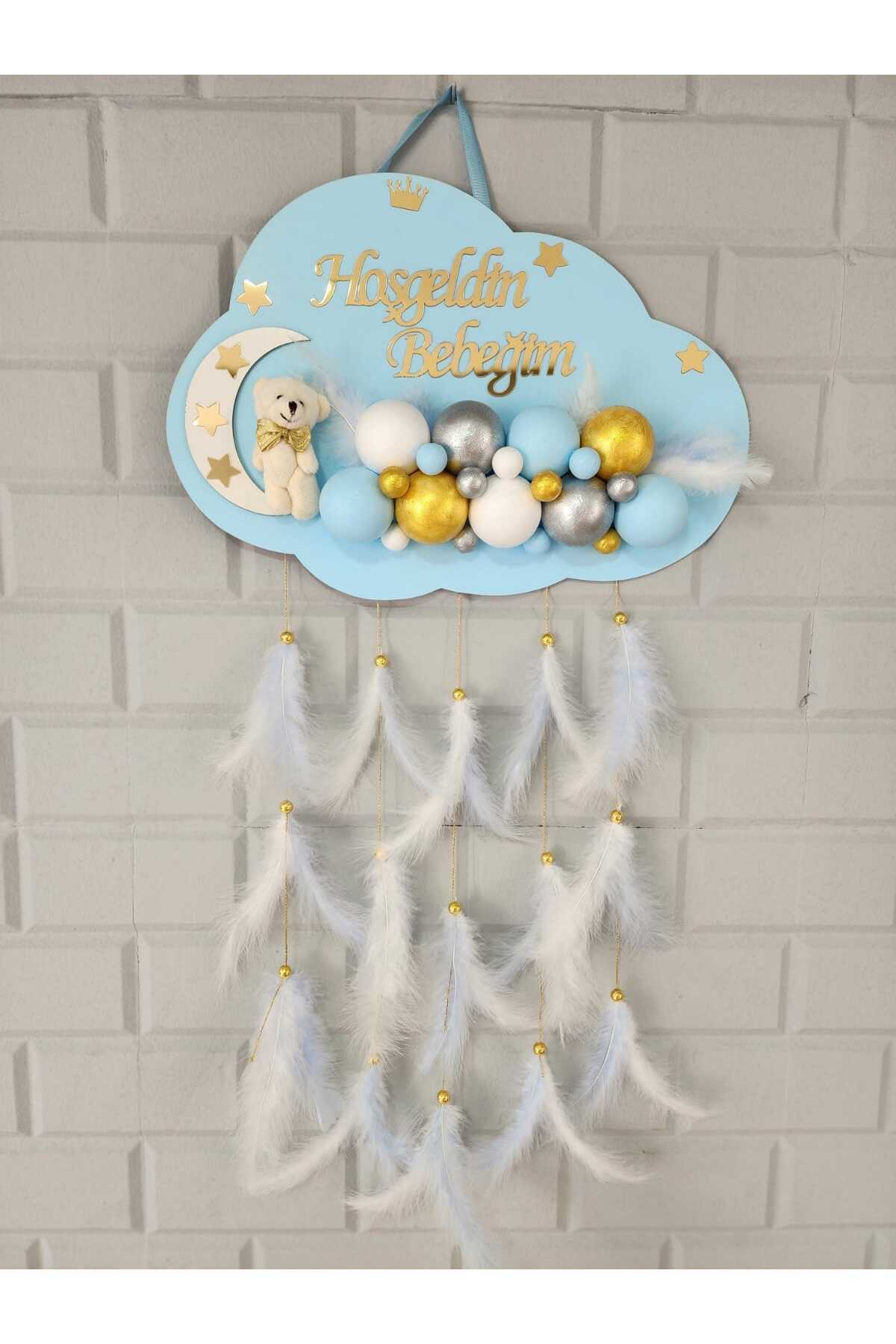 HD Different Kapı Süsü Ahşap Bulut Kapısüsü Bebek Odası Isimlik Strafor Toplu fotoğrafı 4 (önizleme)