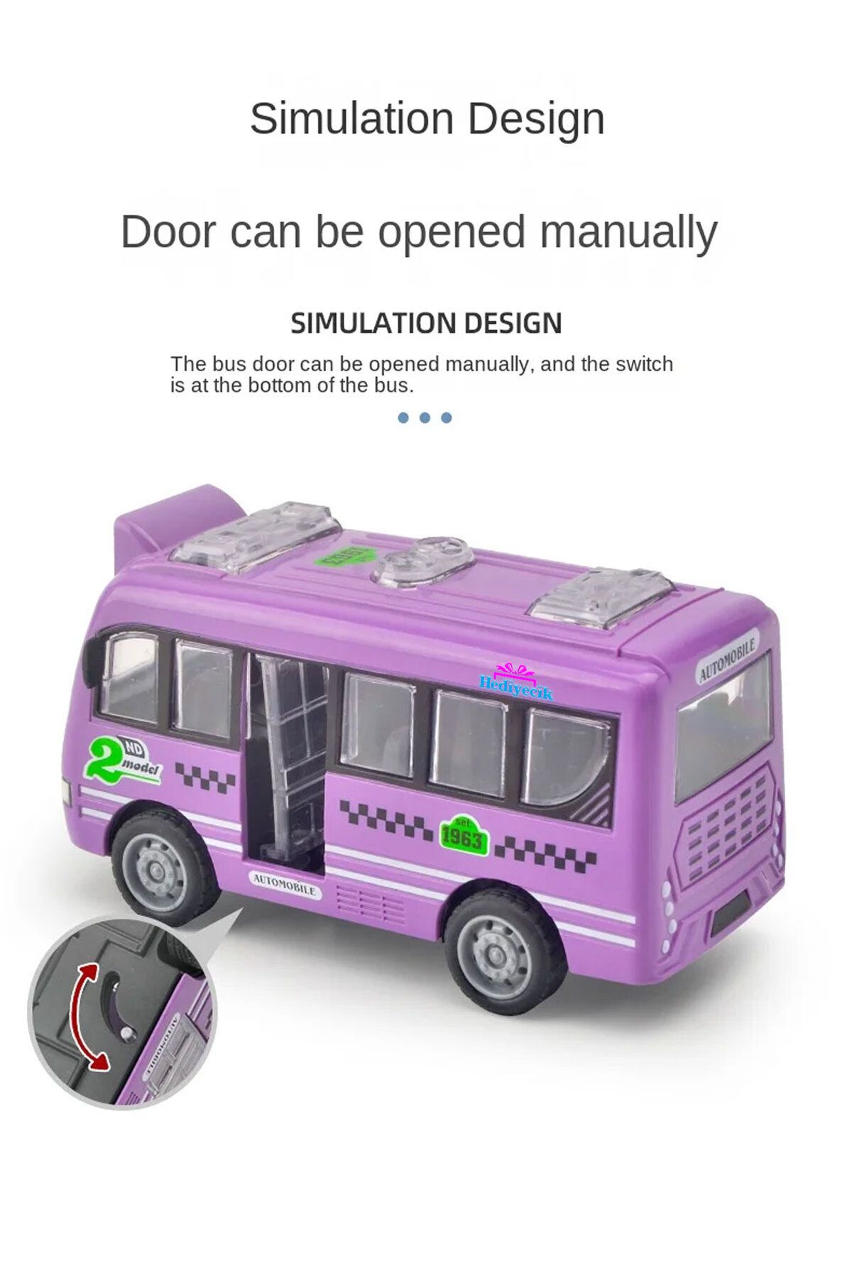 hediyecik-Frictional 4-Piece Toy Bus Set 12 cm 3