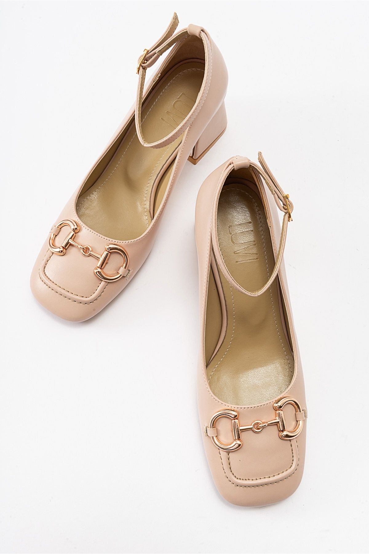 کفش پاشنه کلاسیک نود زنانه Risus Beige اورجینال luvishoes