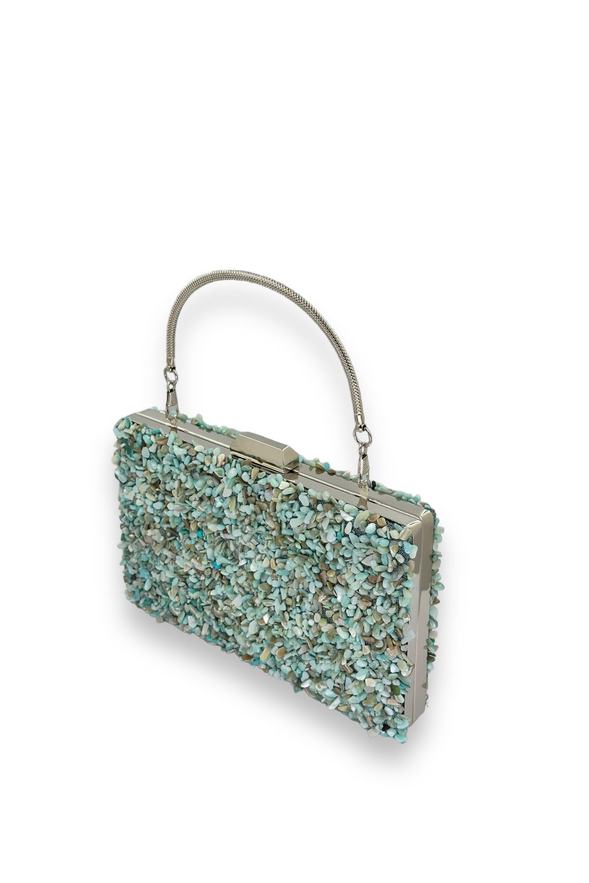 Bi anta Mint Green Color Elegant Natural Stone Evening Dress Bag
