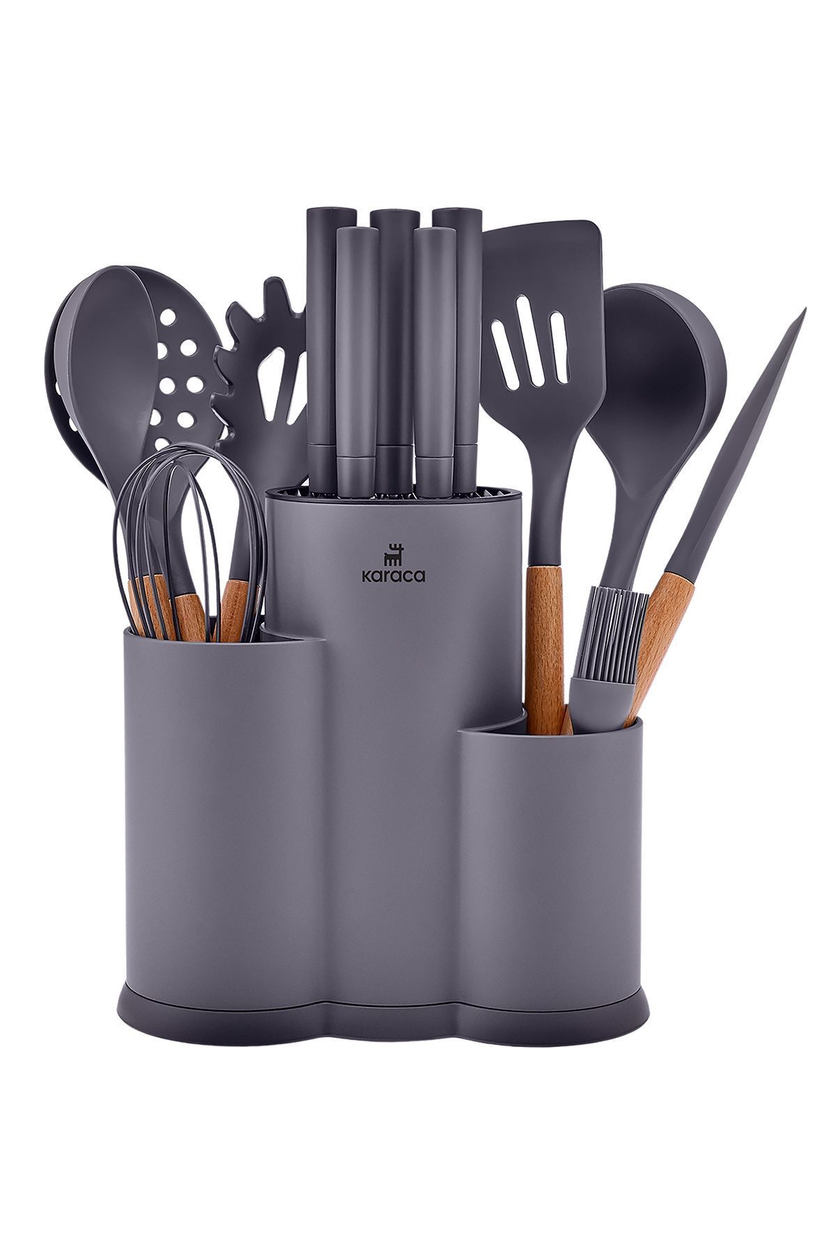 Karaca Burby 14 Piece Knife Block Set, Cream - KARACA UK