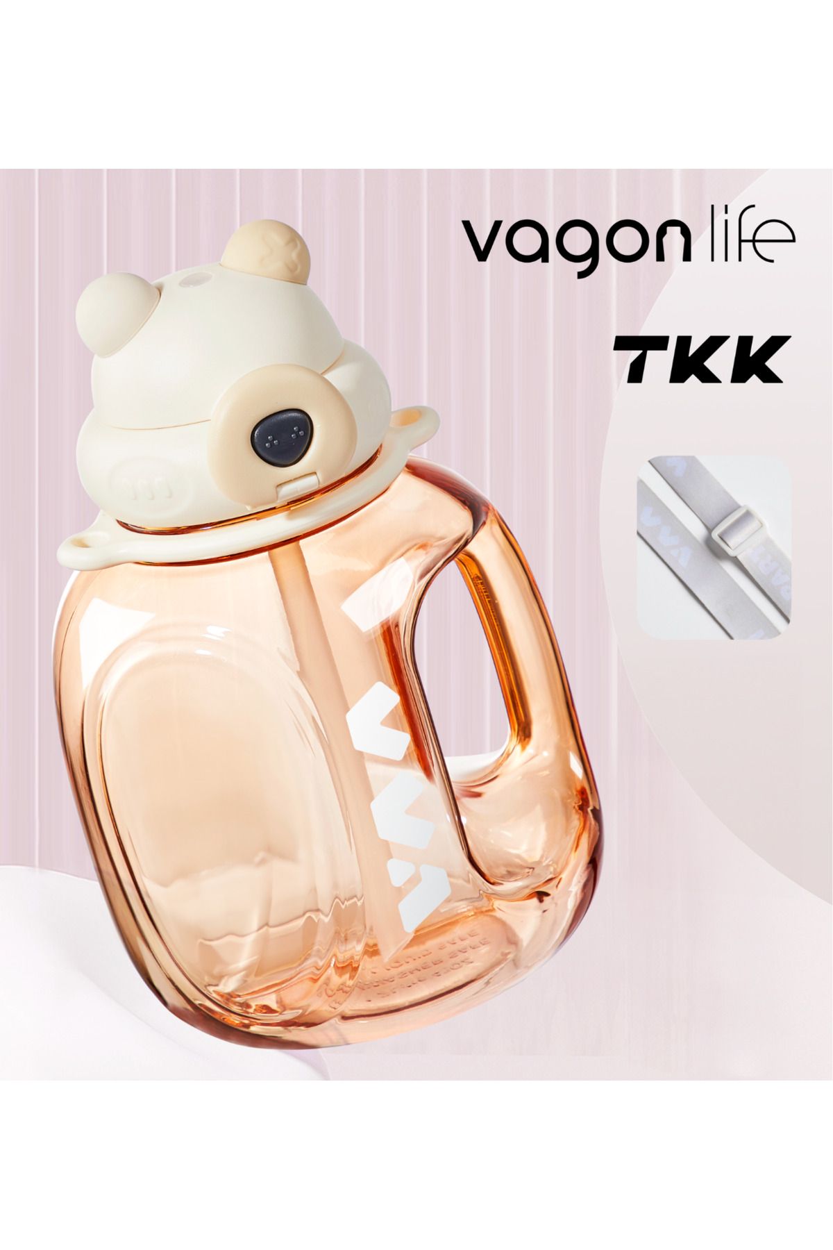 Vagonlife-قارورة TKK 1200 مل تريتان مع غطاء قابل للقفل وحزام حمل مناسب للاستخدام مع أو بدون الفراولة 1