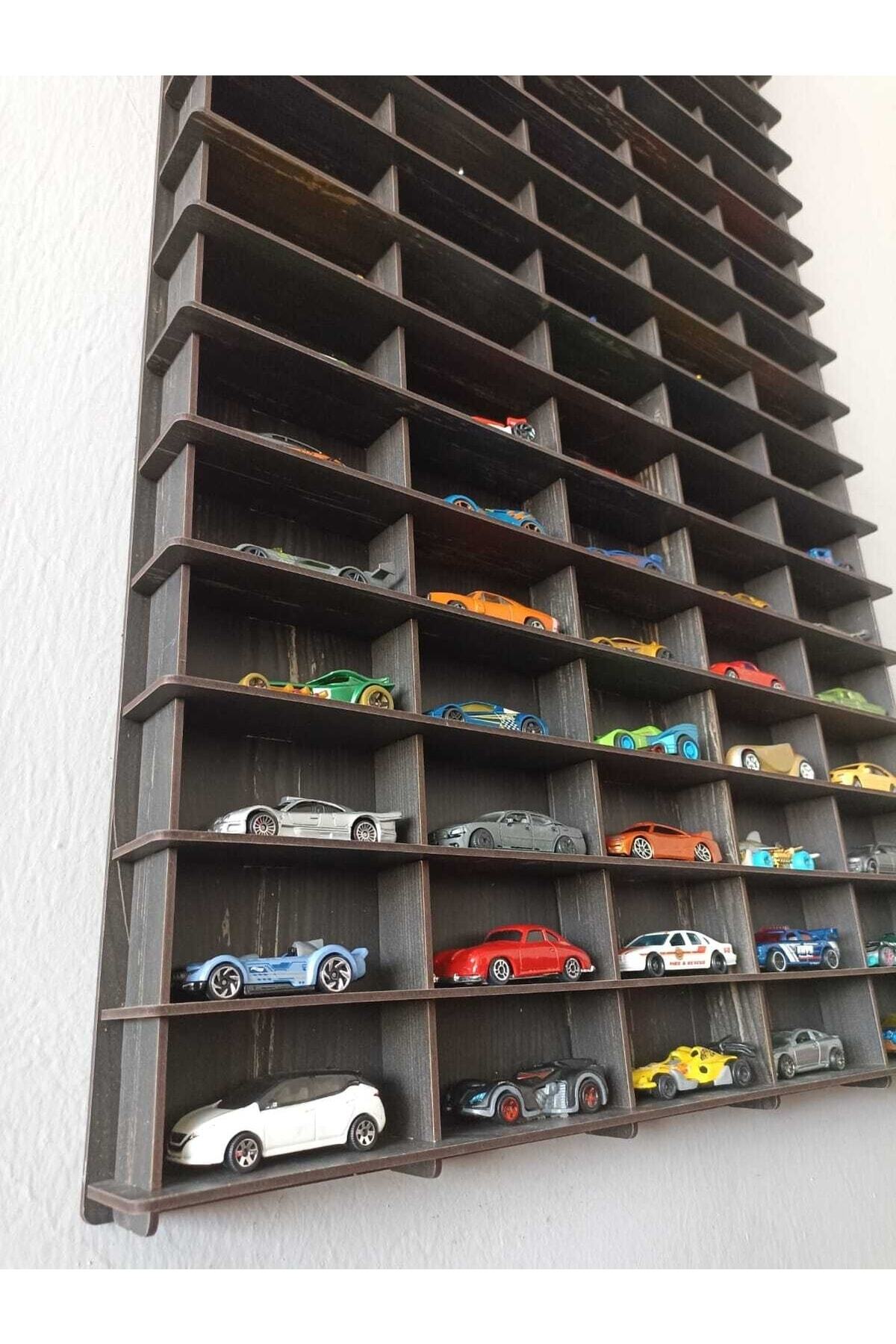 CrDesign 1/64 Ahşap Dekoratif Araba Rafı Dikey 100'lü (eskitme Siyah) fotoğrafı 3 (önizleme)