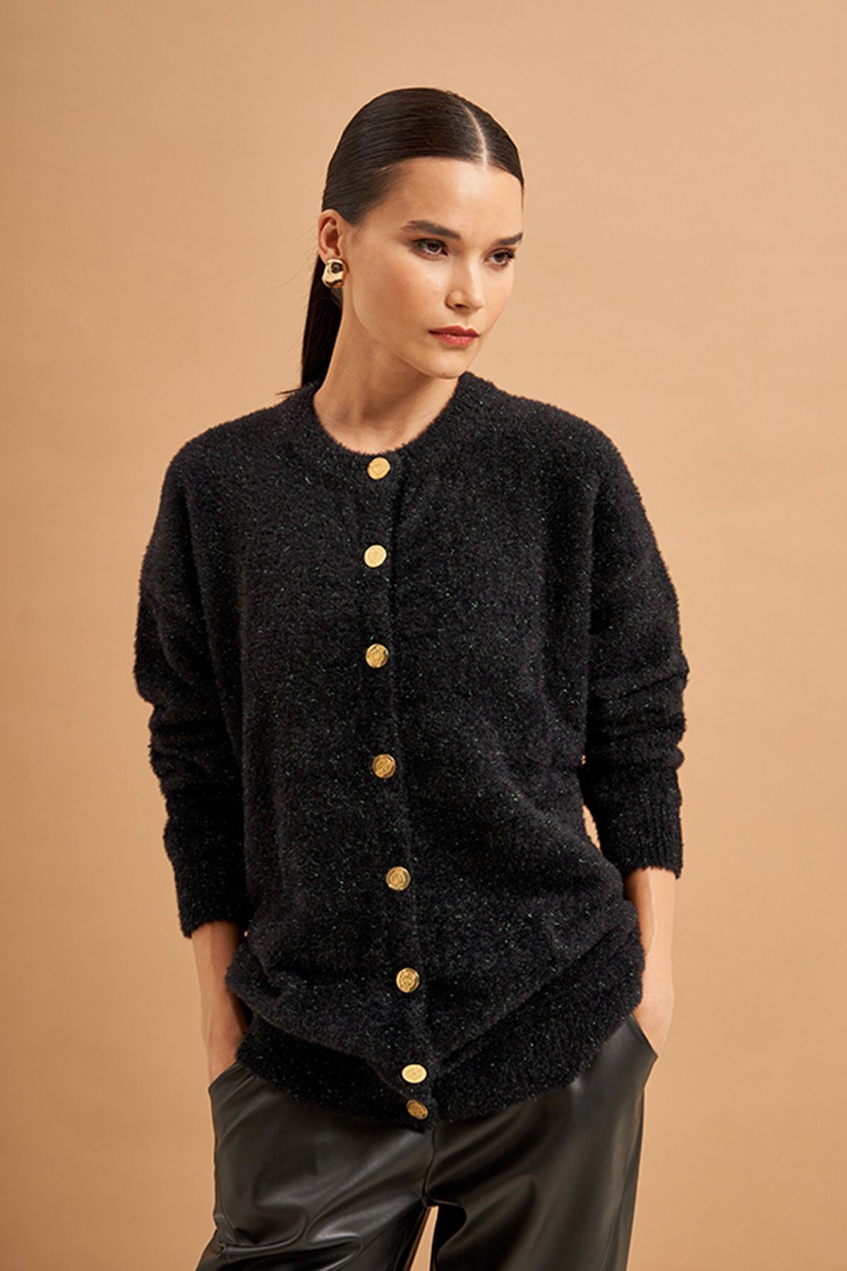 Black 2025 angora cardigan
