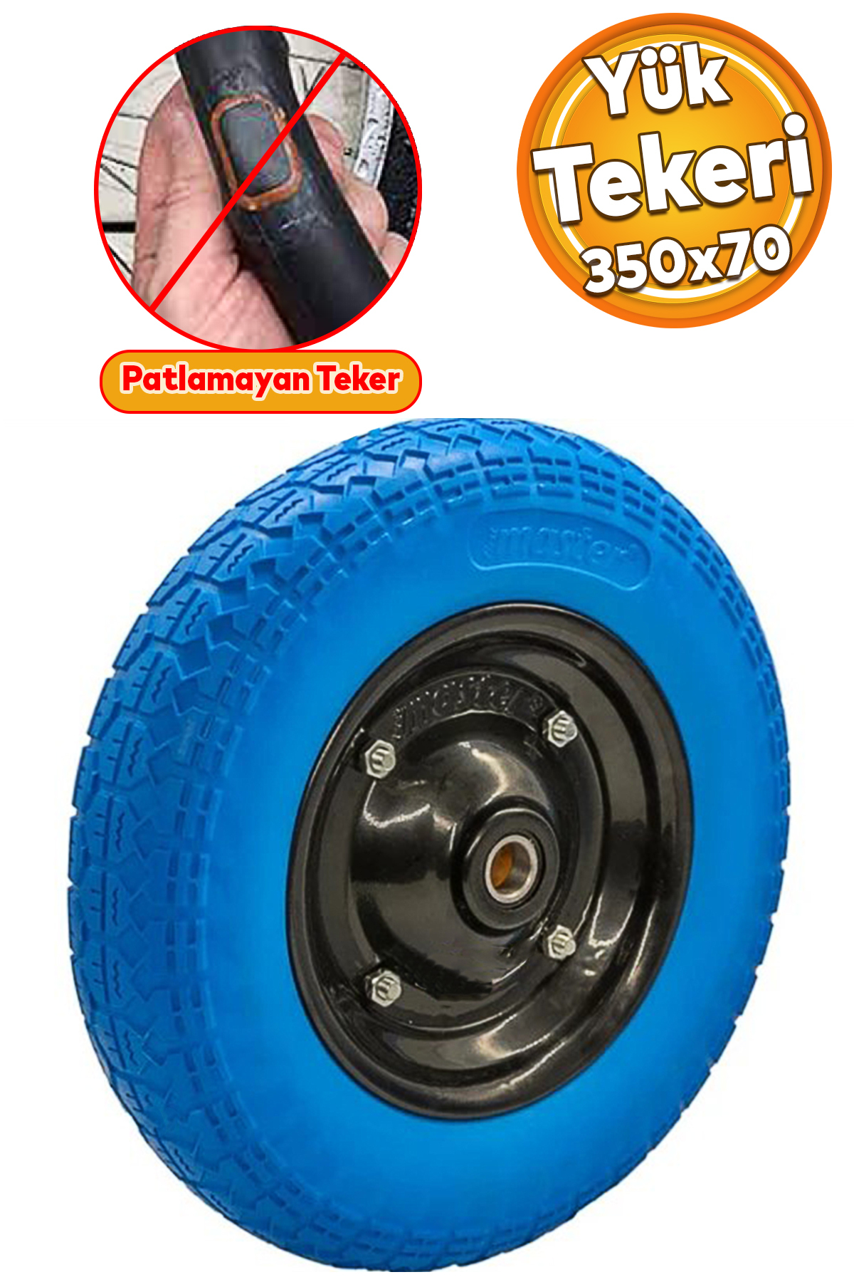 Badem10 El Arabası Yük Taşıma Tekeri Rulmanlı Patlamayan Poliüretan ...