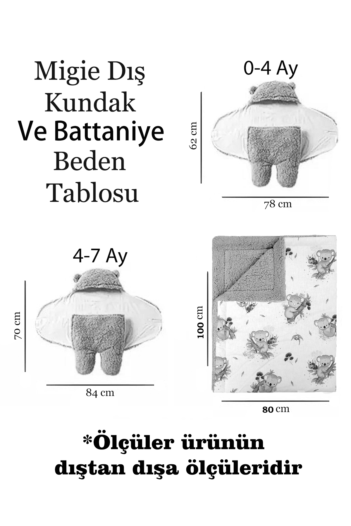 migie 0-4 Ay Bebek Dış Kundak Uyku Tulumu Kıvırcık Wellsoft Peluş Gri fotoğrafı 4 (önizleme)